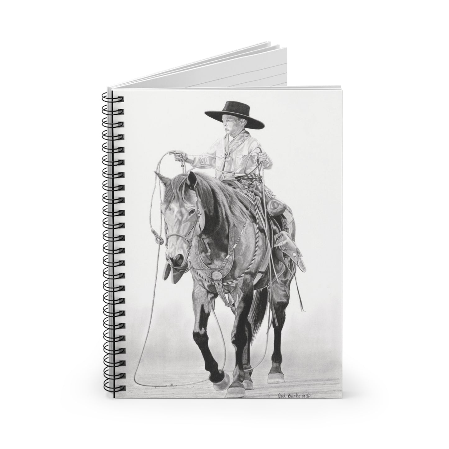 "Young Cowboy"  Espiral Notebook , Journal for Equestrian Lovers, Western Art Gift, Cowpoke Writing Pad, [...]