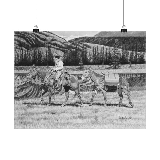 Copy of "Tall Task for a little Cowboy" Rustic Cowboy Art Print | Western Decor | Framed Wall Art, Matte Horizontal Posters, Country Home, Gift for Horse Lovers