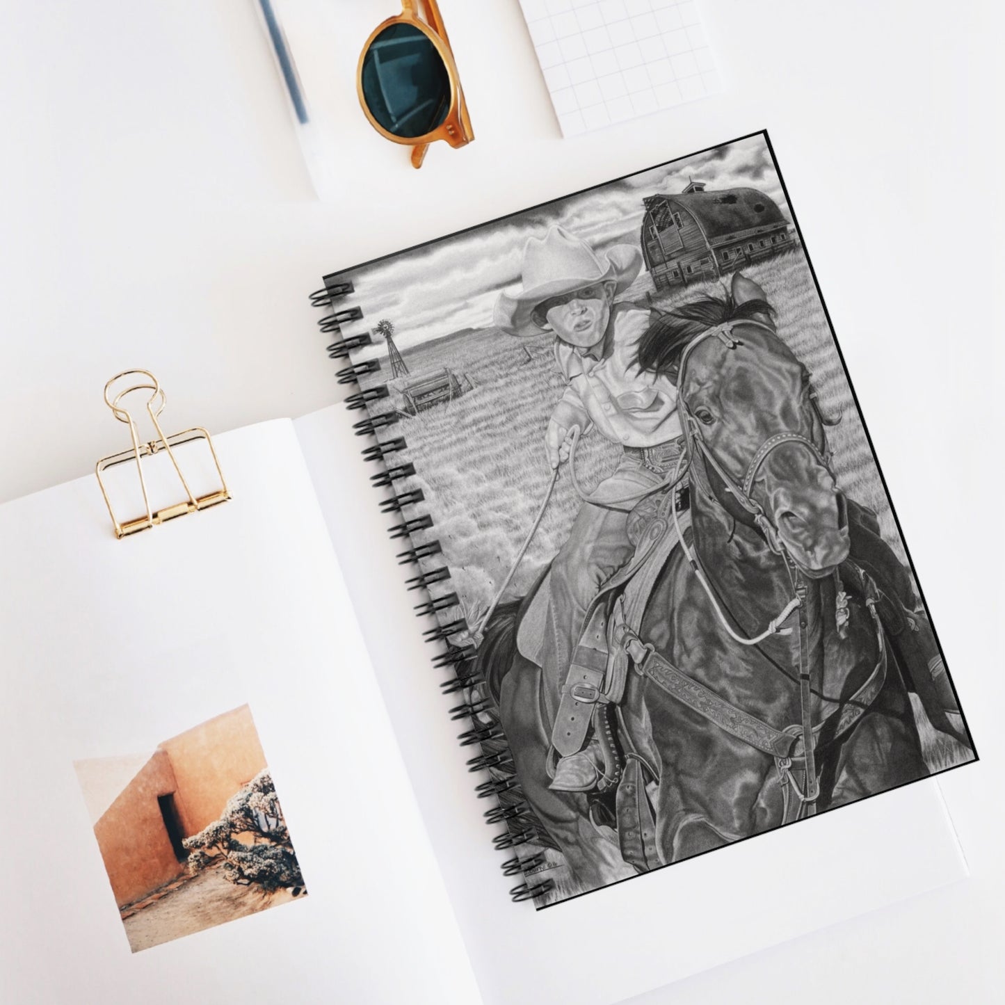 Spiral Notebook, Journal for Equestrian Lovers, Western Art Gift, Cowpoke Writing Pad