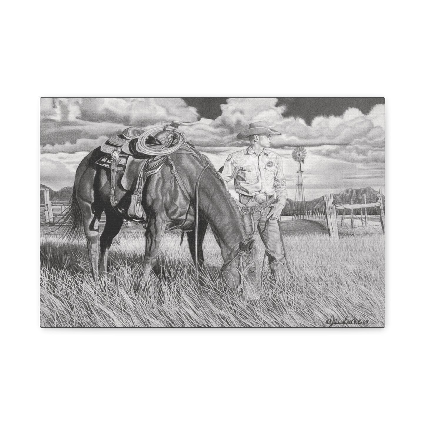 Young Cowboy Dream western art on canvas