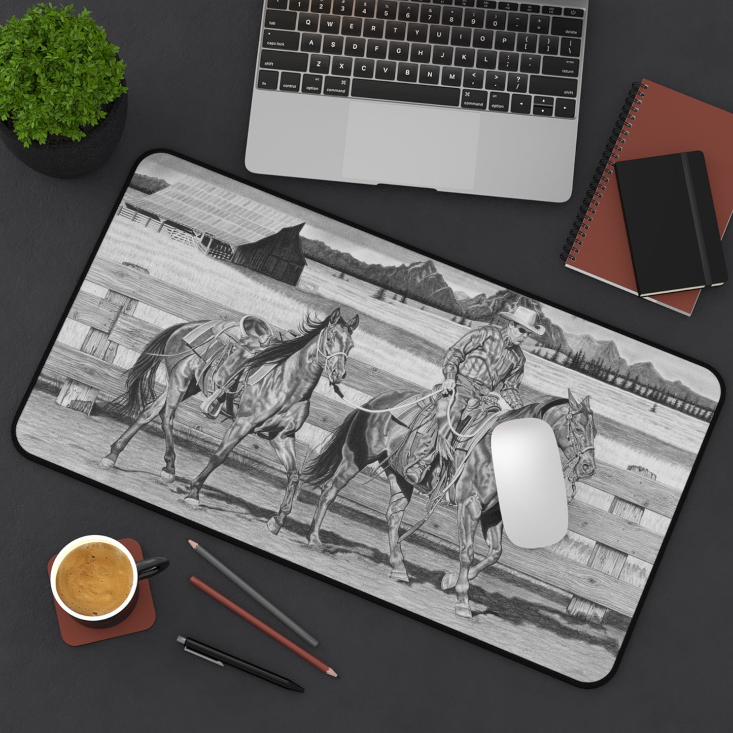 Desk Mat - Western Decor, Cowboy Office Accessory, Horse Lovers Gift, Stylish Computer Mat, Rustic Home Office