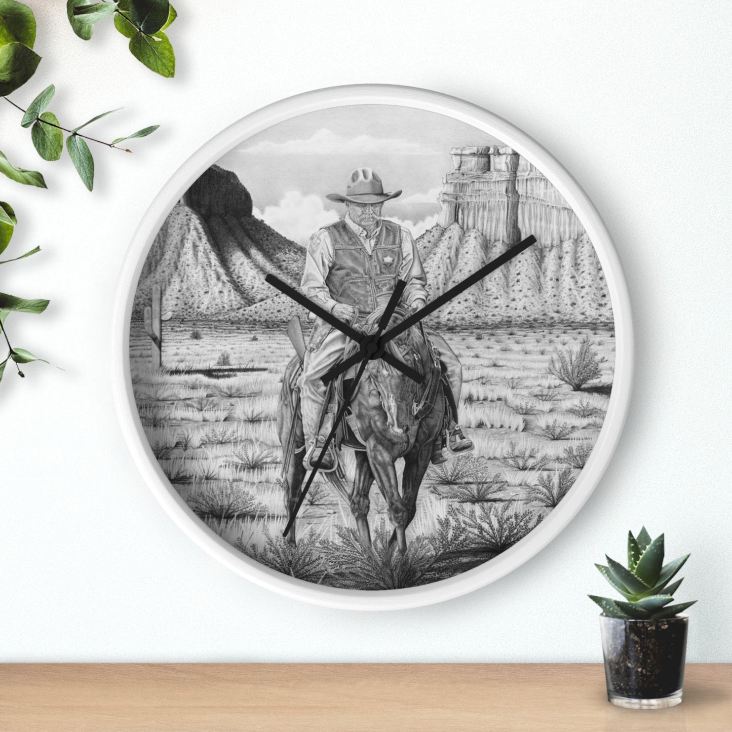 Wall Clock - Vintage Farmhouse Decor, Western Theme Timepiece, Country Home Accent, Horse Lover Gift, Unique Wall Art