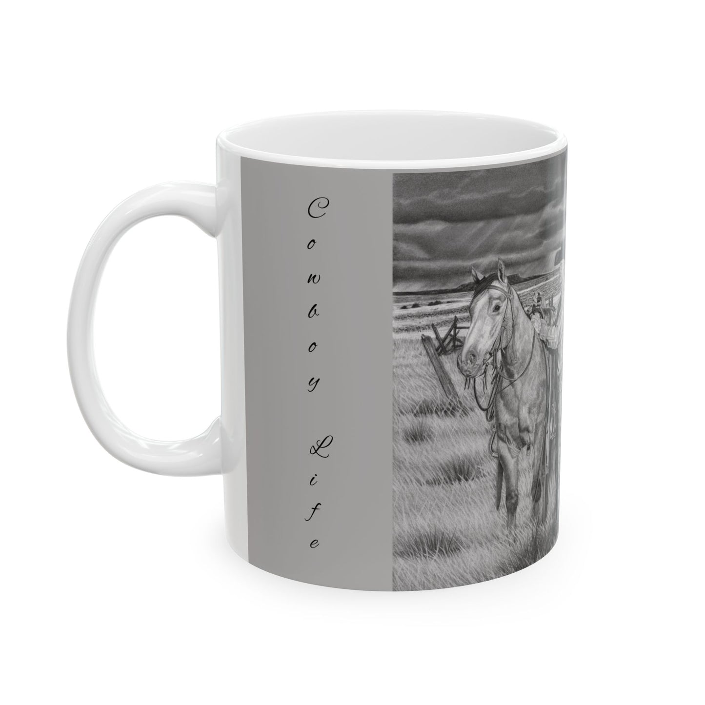 "The coming Storm"  Rustic Horse Lover Mug, Cowboy Decorative Coffee Cup, Horseback Riding Gift, Country Home Decor, Equestrian Tea Mug