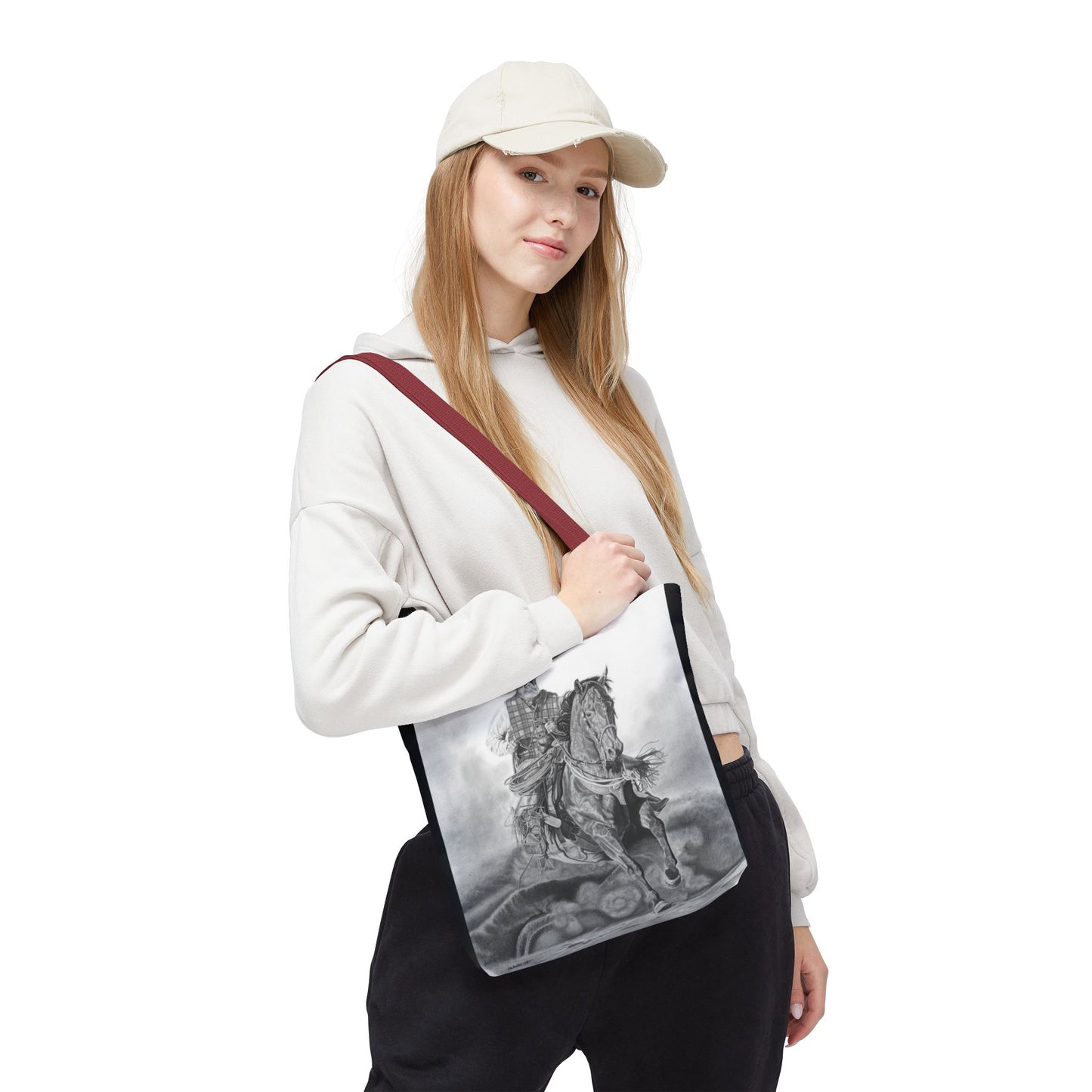 "Trouble  Up Ahead" Tote Bag, Western Style Shopping Tote, Equestrian Gift, Farmhouse Decor, Horse Lover Accessory