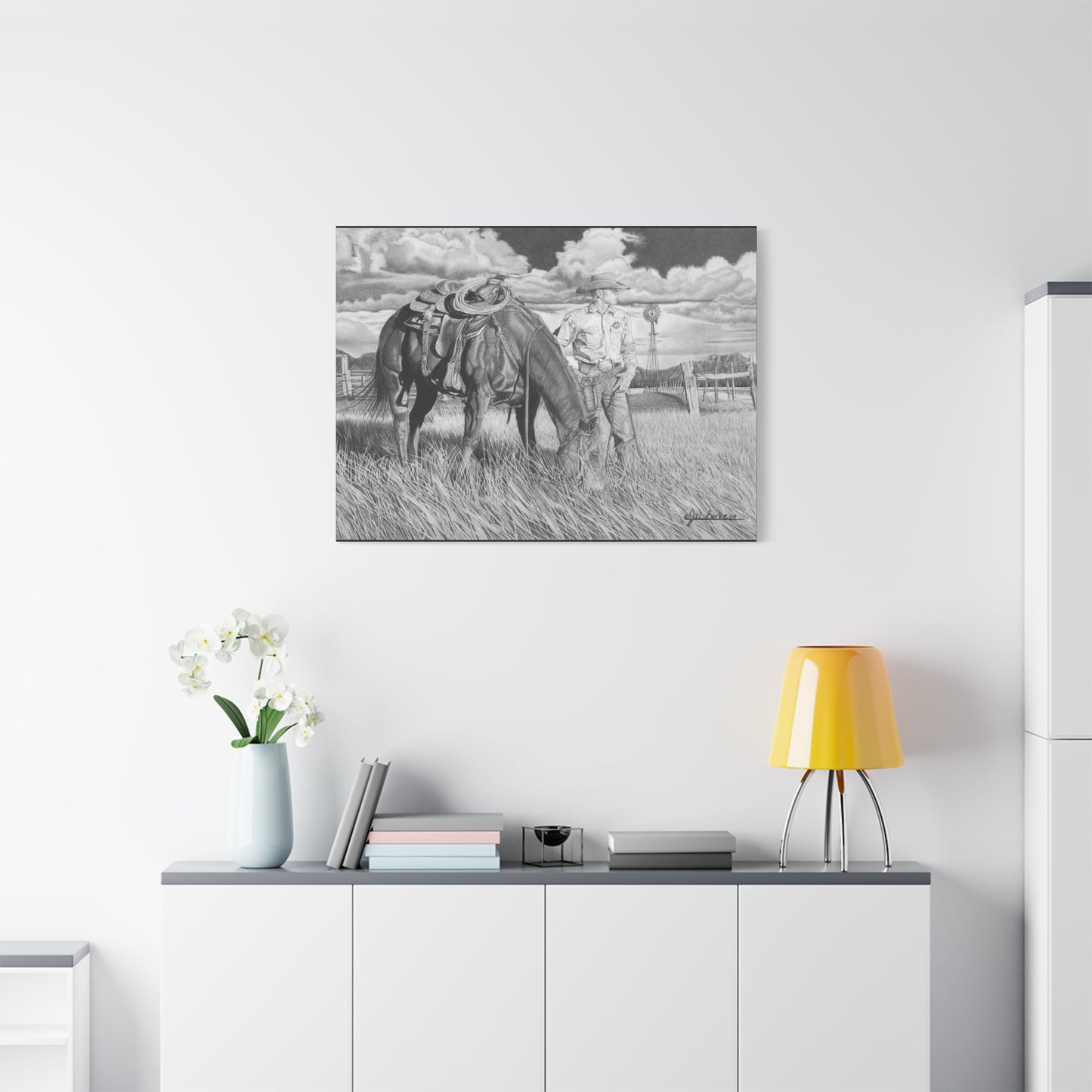 Young Cowboy Dream western art on canvas