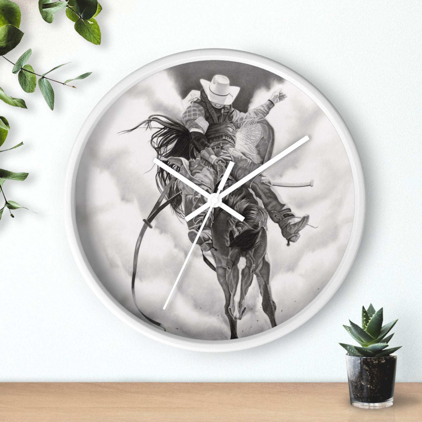 Wall Clock Vintage Farmhouse Decor, Western Theme Timepiece, Country Home Accent, Horse Lover Gift, Unique Wall Art