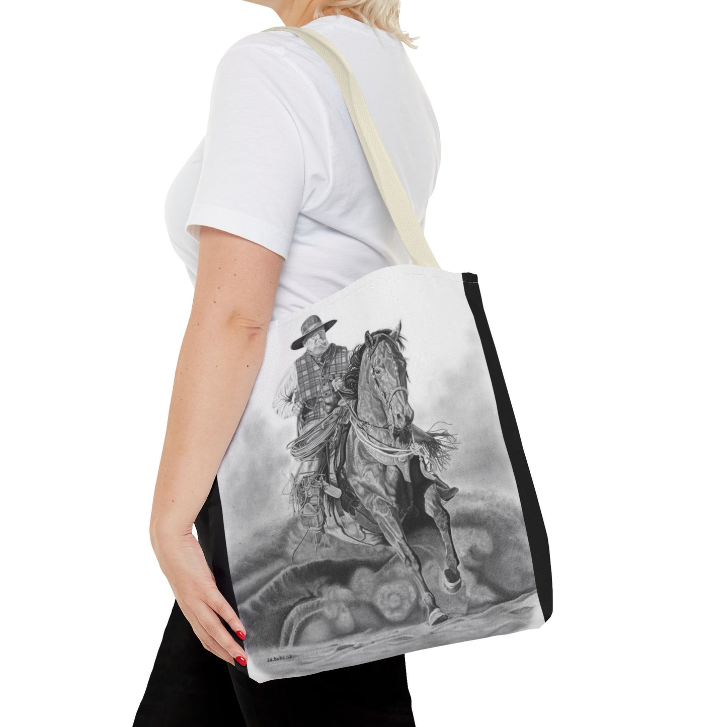 "Trouble  Up Ahead" Tote Bag, Western Style Shopping Tote, Equestrian Gift, Farmhouse Decor, Horse Lover Accessory