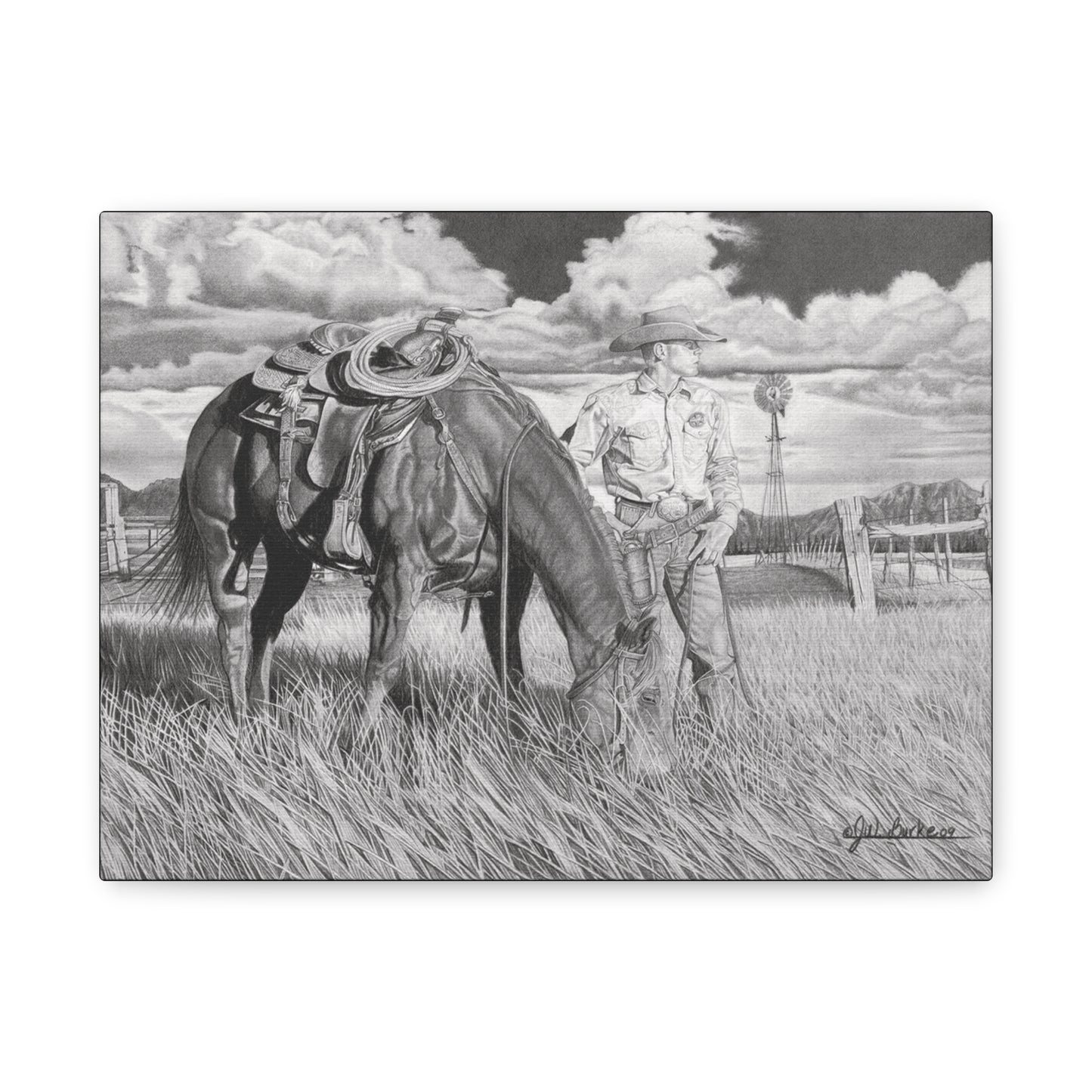 Young Cowboy Dream western art on canvas