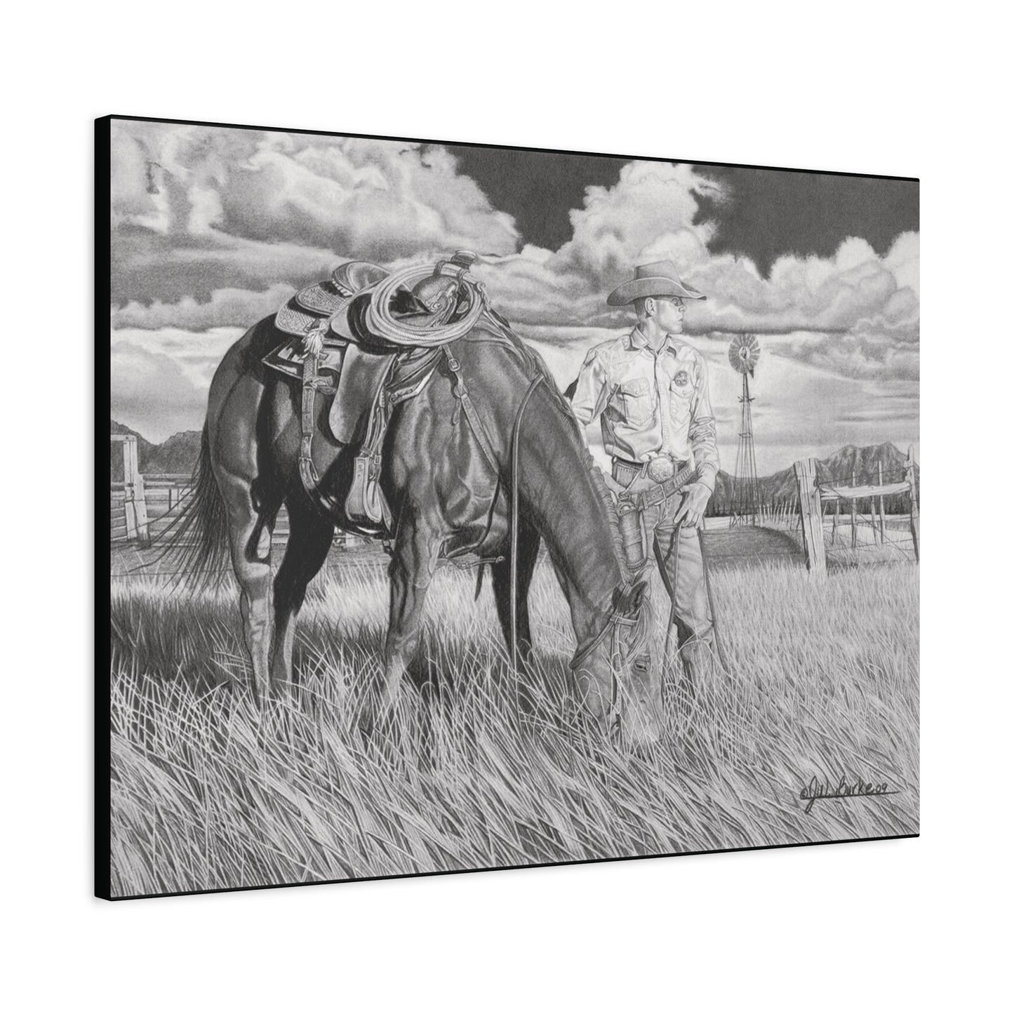 Young Cowboy Dream western art on canvas