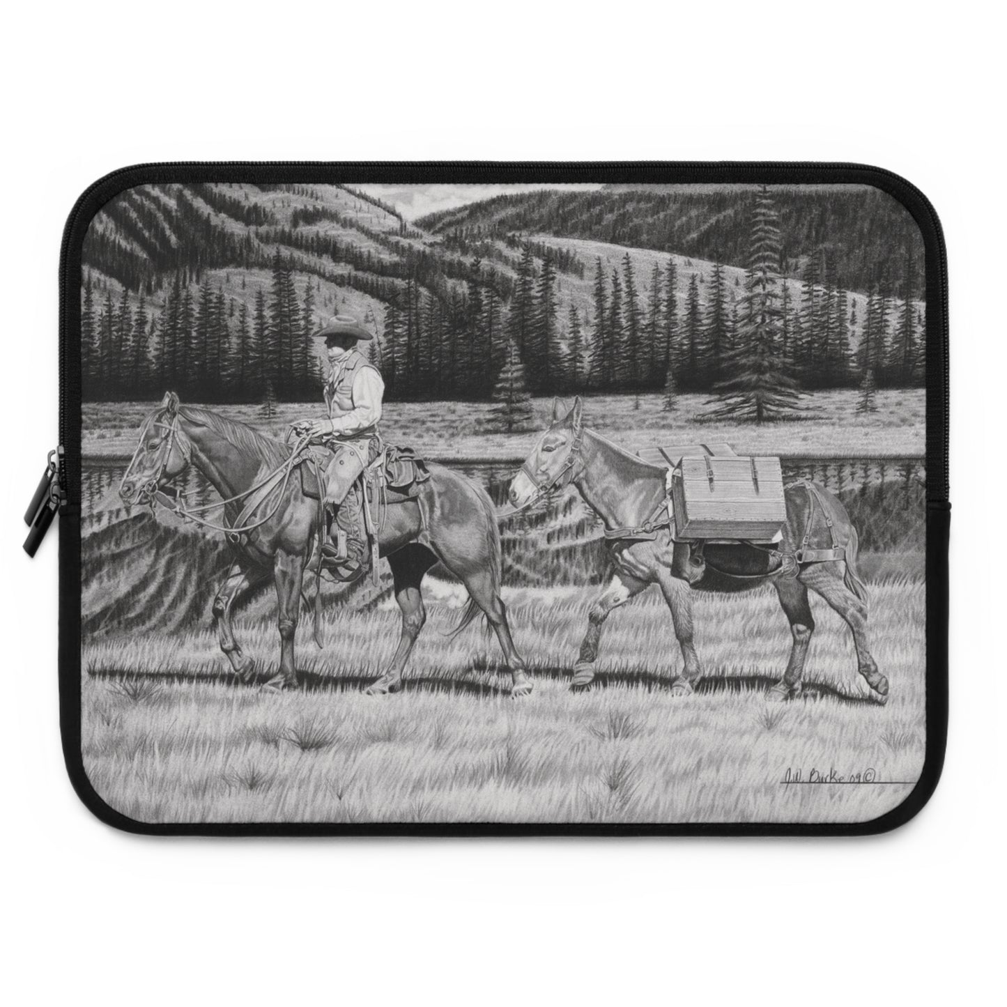 "Still Day on The Trail" Rustic Cowboy Laptop Sleeve, Western Cowpoke Case, Unique Gift for Ranch Lovers, Rodeo Accessories, Durable Tech Cover