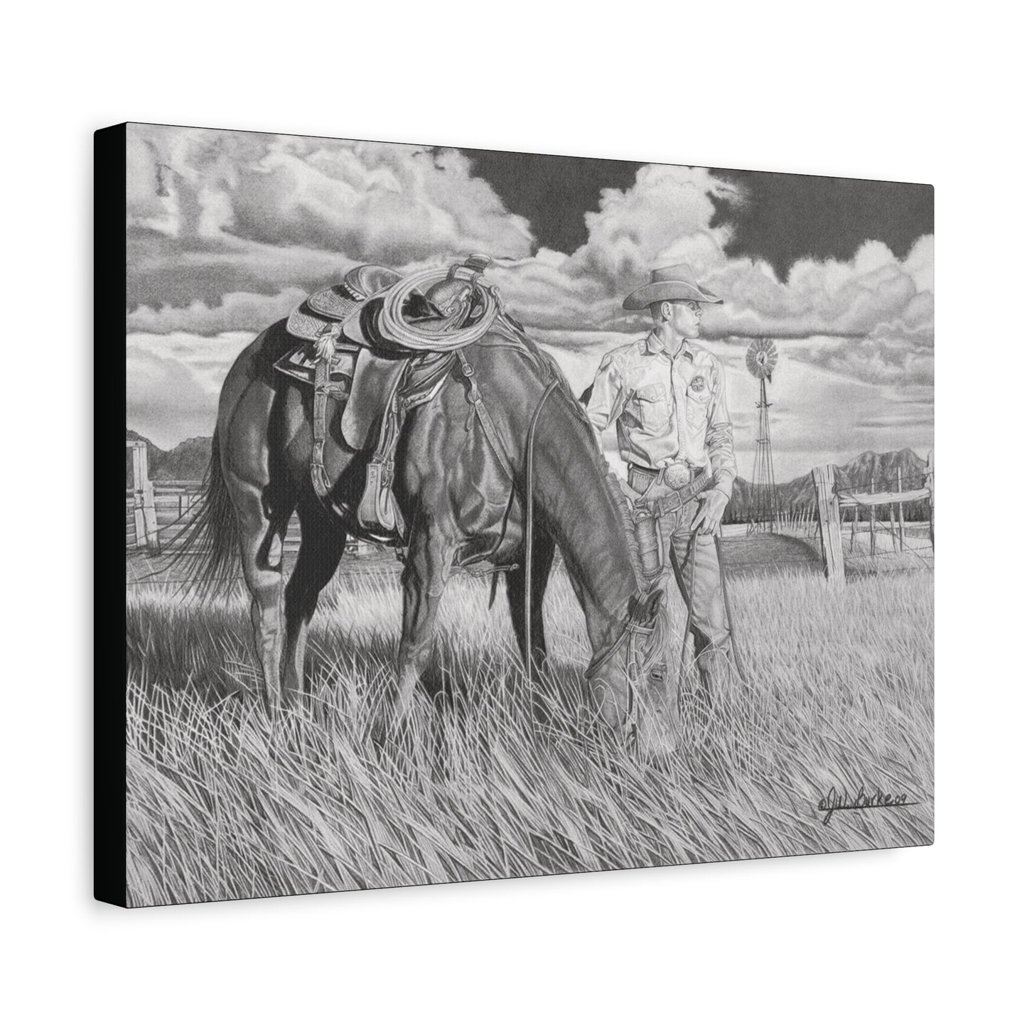 Young Cowboy Dream western art on canvas