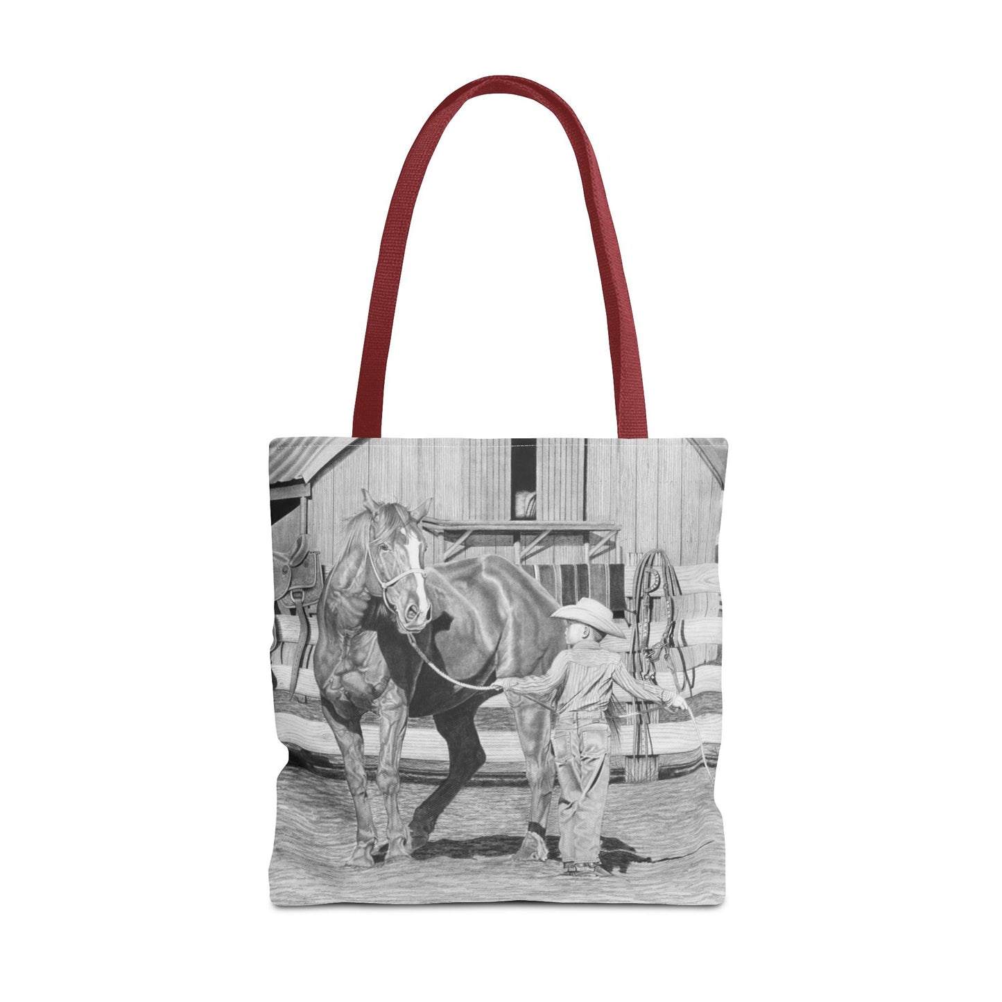 "Tall Task for a Little  Cowboy"  Tote Bag, Western Style Shopping Tote, Equestrian Gift, Farmhouse Decor, Horse Lover Accessory