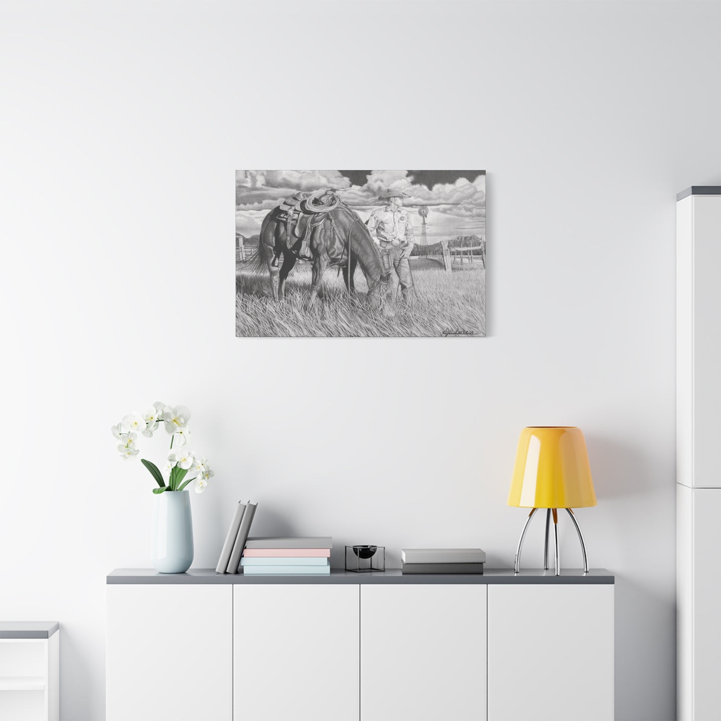 Young Cowboy Dream western art on canvas