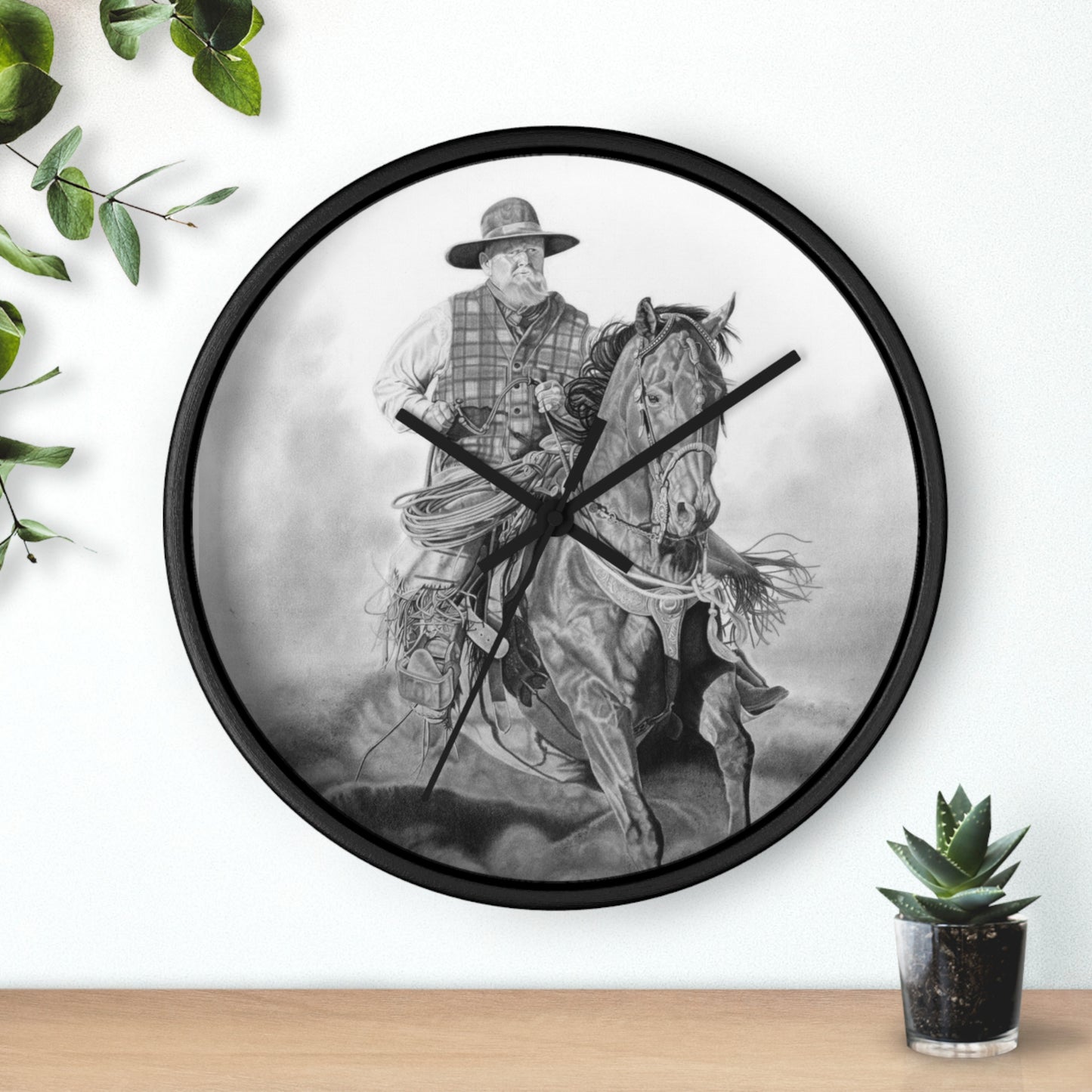 Wall Clock - Vintage Farmhouse Decor, Western Theme Timepiece, Country Home Accent, Horse Lover Gift, Unique Wall Art