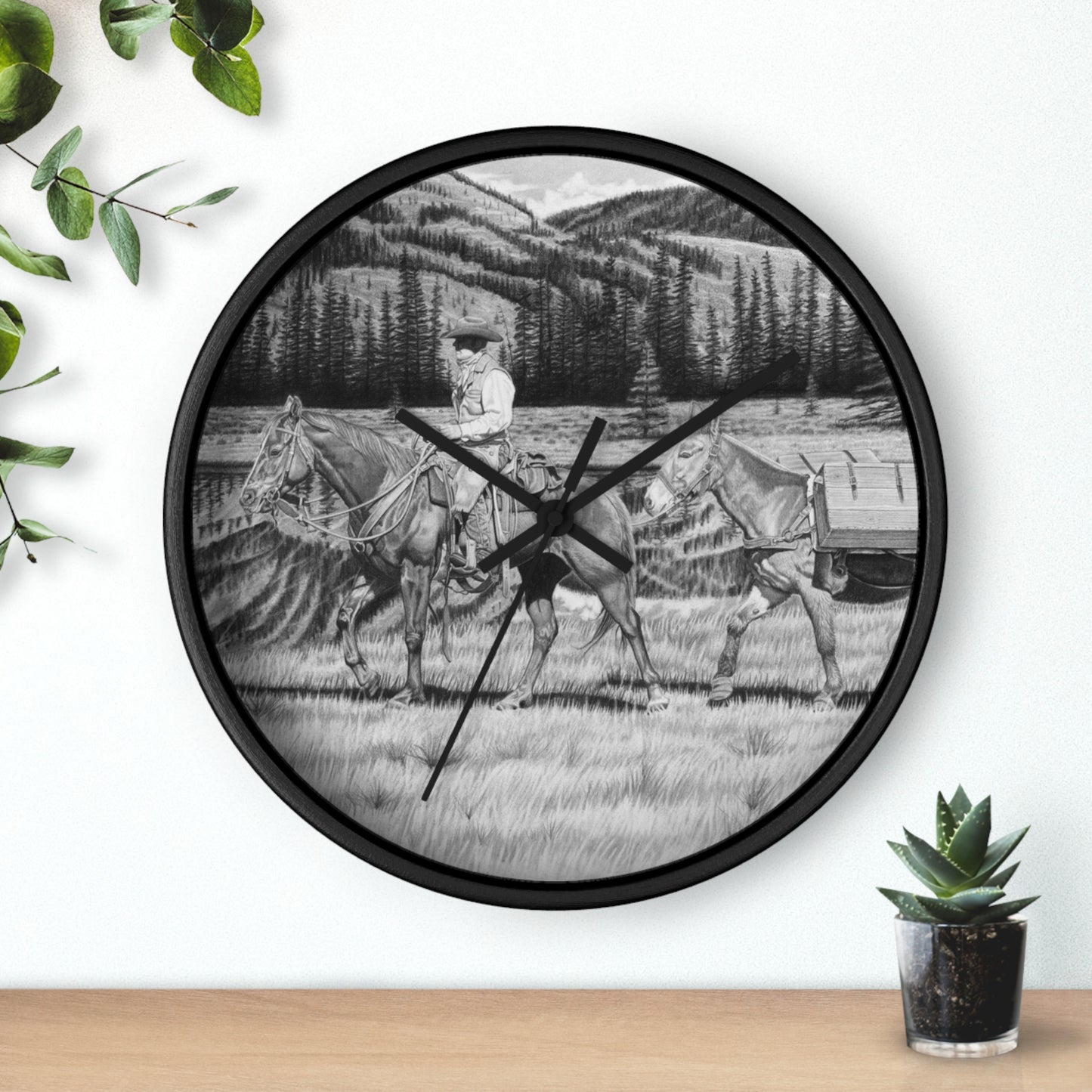 Wall Clock Vintage Farmhouse Decor, Western Theme Timepiece, Country Home Accent, Horse Lover Gift, Unique Wall Art