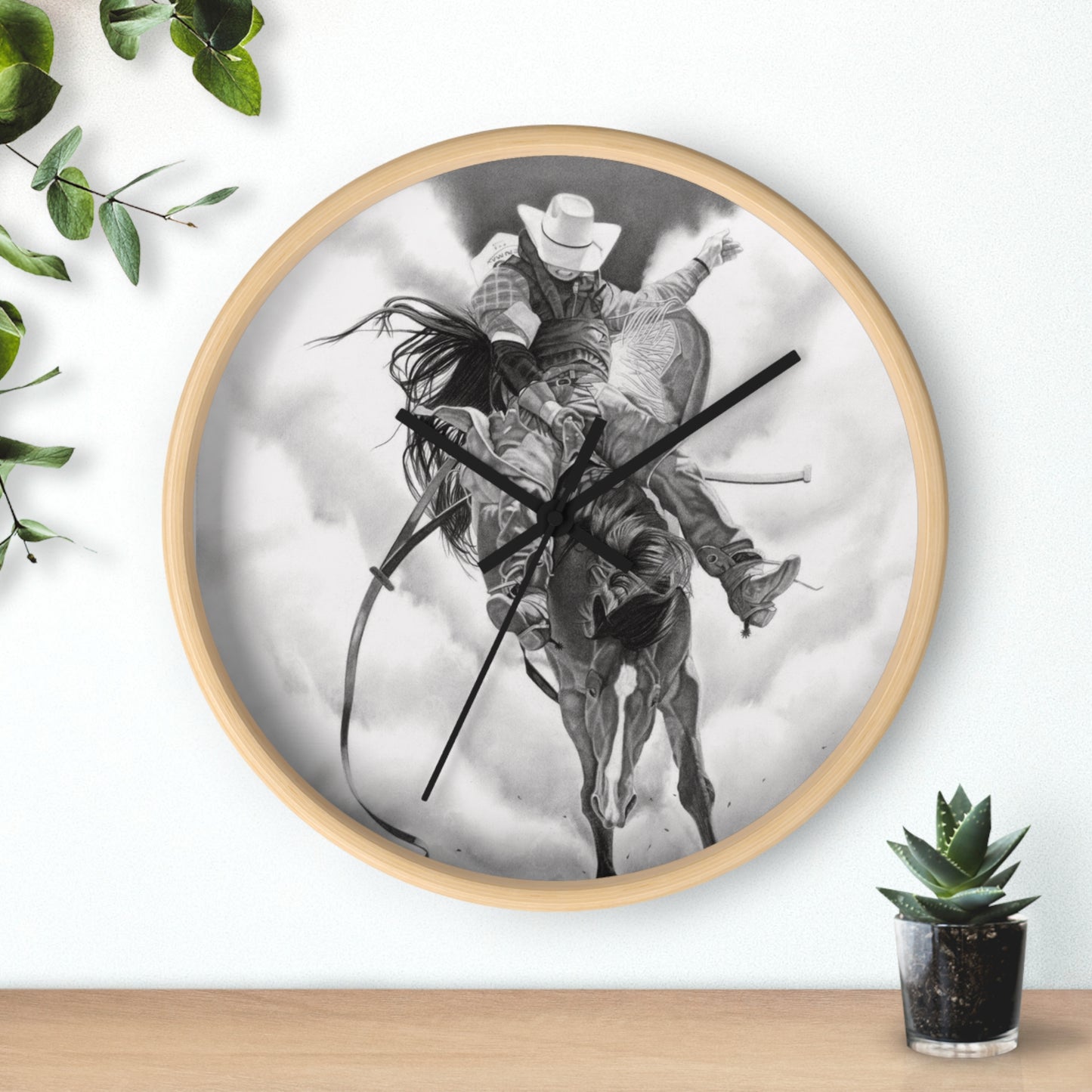 Wall Clock Vintage Farmhouse Decor, Western Theme Timepiece, Country Home Accent, Horse Lover Gift, Unique Wall Art