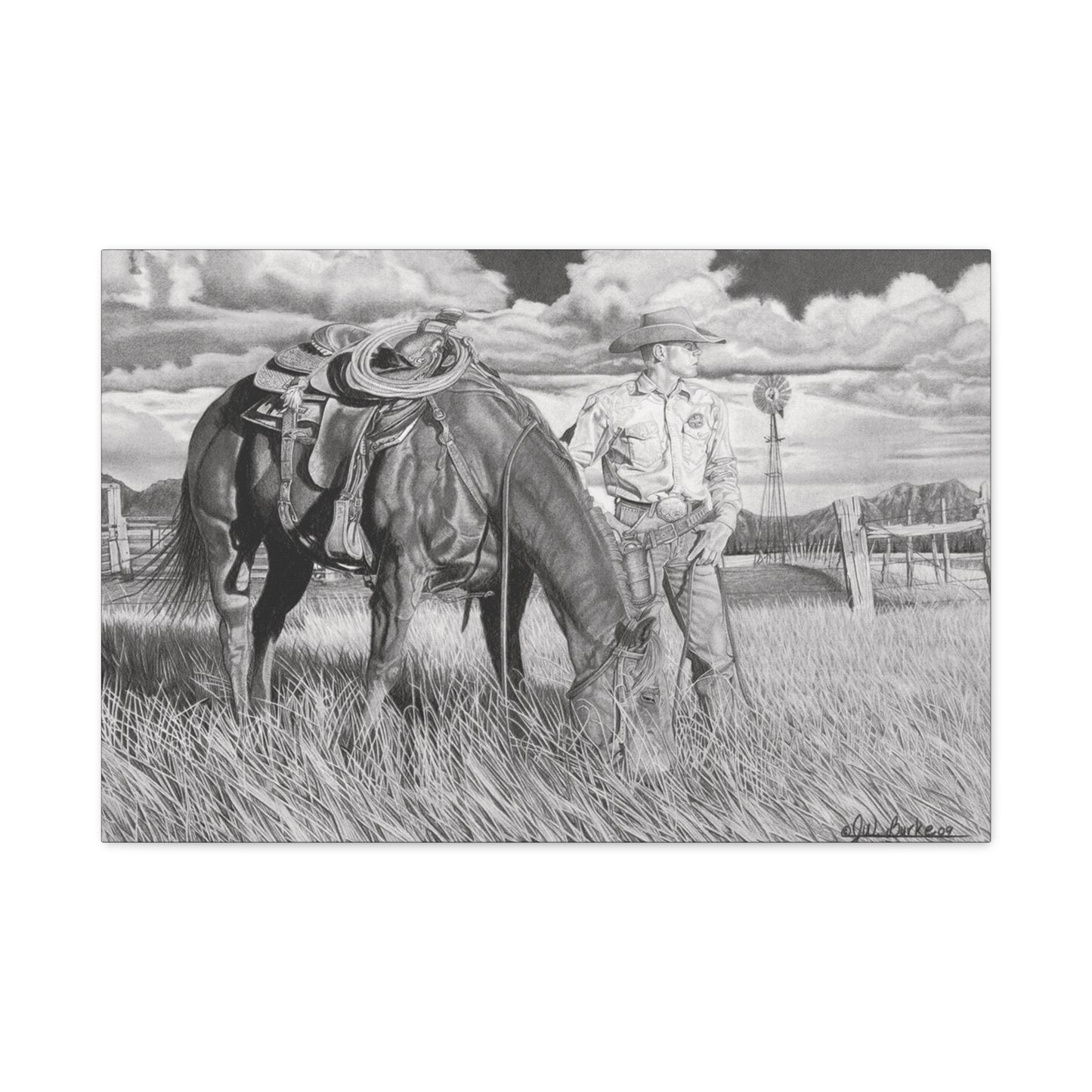 Young Cowboy Dream western art on canvas