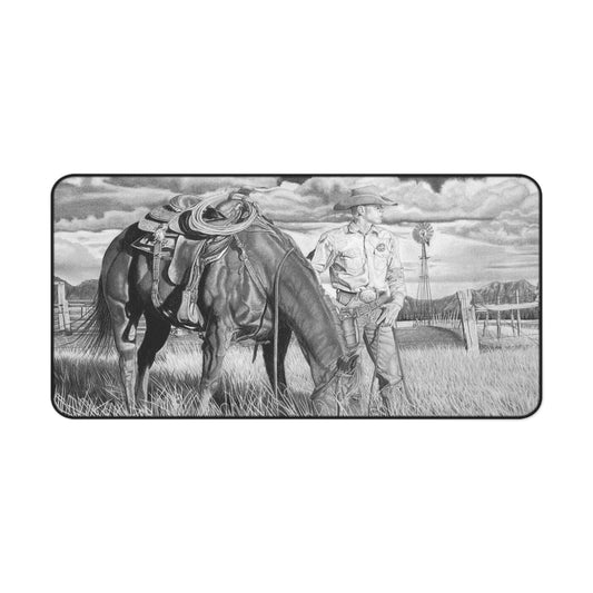 Young Cowboy Dream Rustic Horseman Desk Mat - Western Decor, Cowboy Office Accessory, Horse Lovers Gift, Stylish Computer Mat, Rustic Home Office