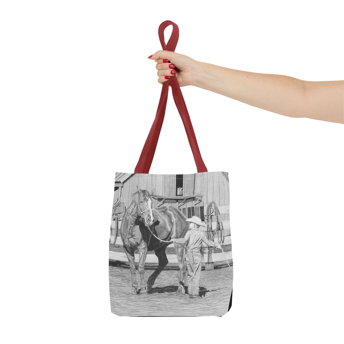 "Tall Task for a Little  Cowboy"  Tote Bag, Western Style Shopping Tote, Equestrian Gift, Farmhouse Decor, Horse Lover Accessory