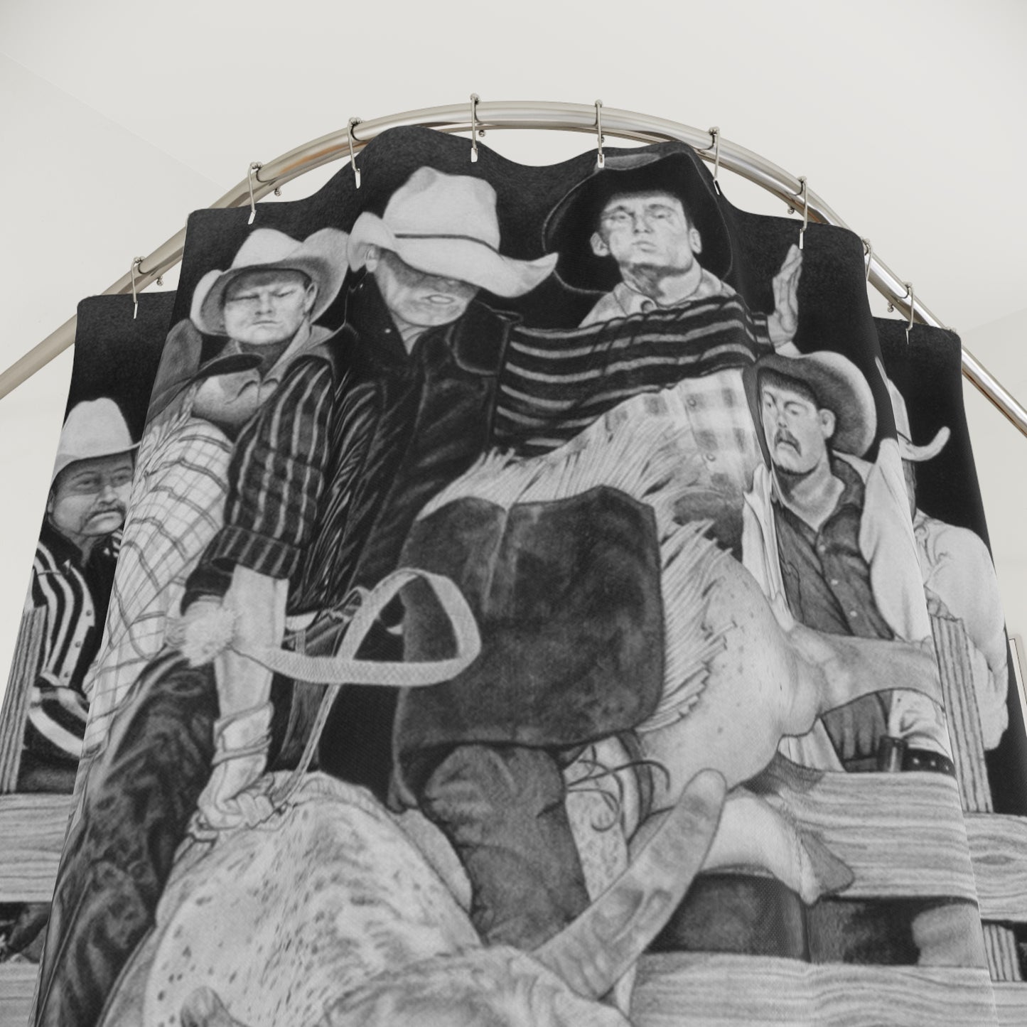 Shower Curtain Western Ranch Black-and-White Bathroom Decor