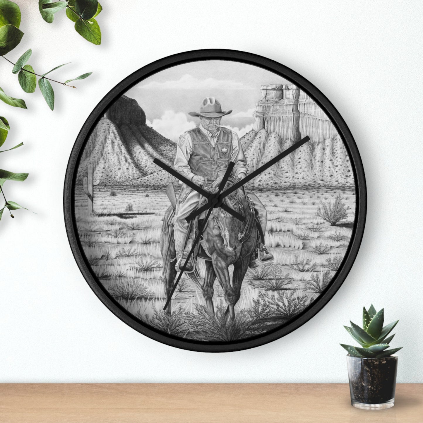 Wall Clock - Vintage Farmhouse Decor, Western Theme Timepiece, Country Home Accent, Horse Lover Gift, Unique Wall Art