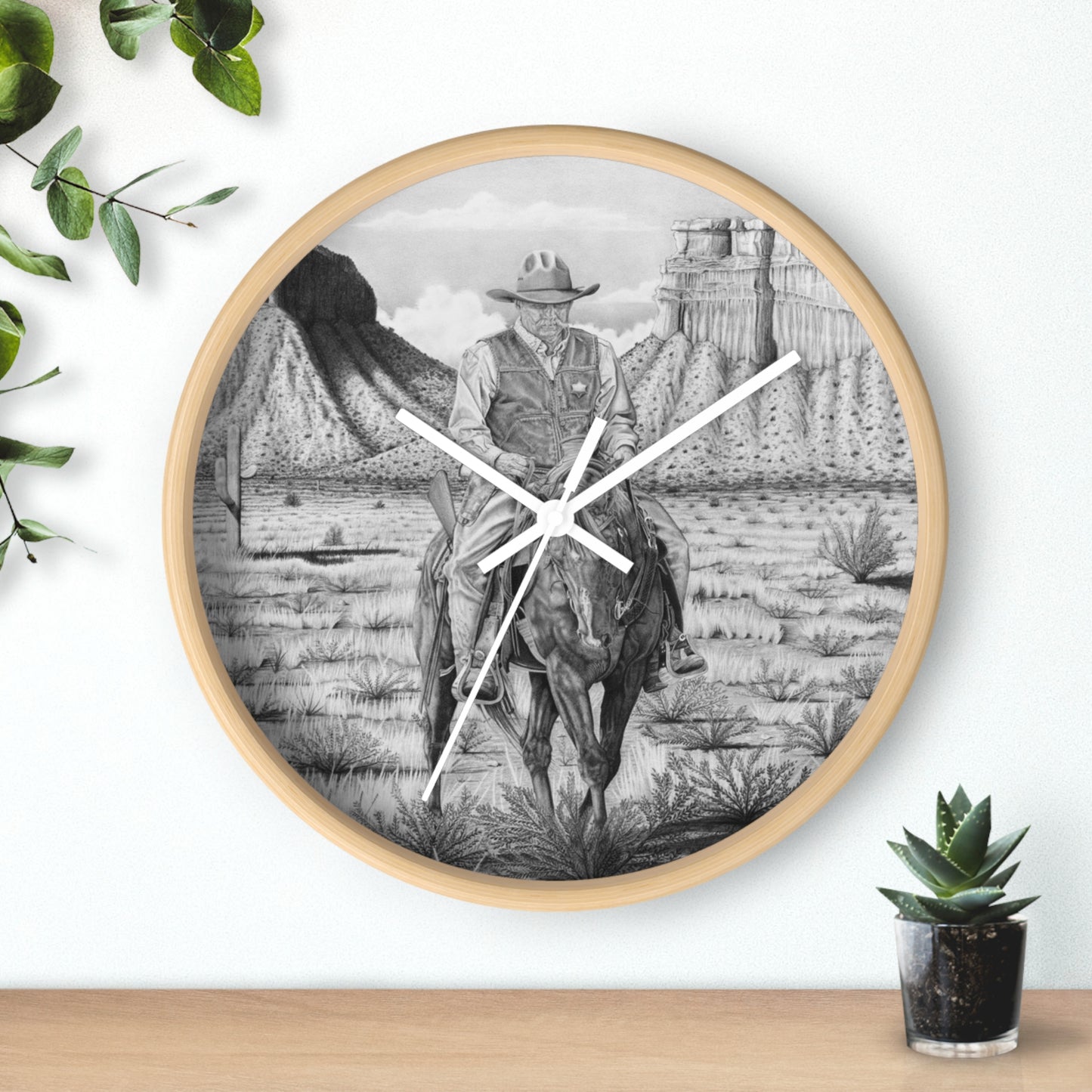 Wall Clock - Vintage Farmhouse Decor, Western Theme Timepiece, Country Home Accent, Horse Lover Gift, Unique Wall Art