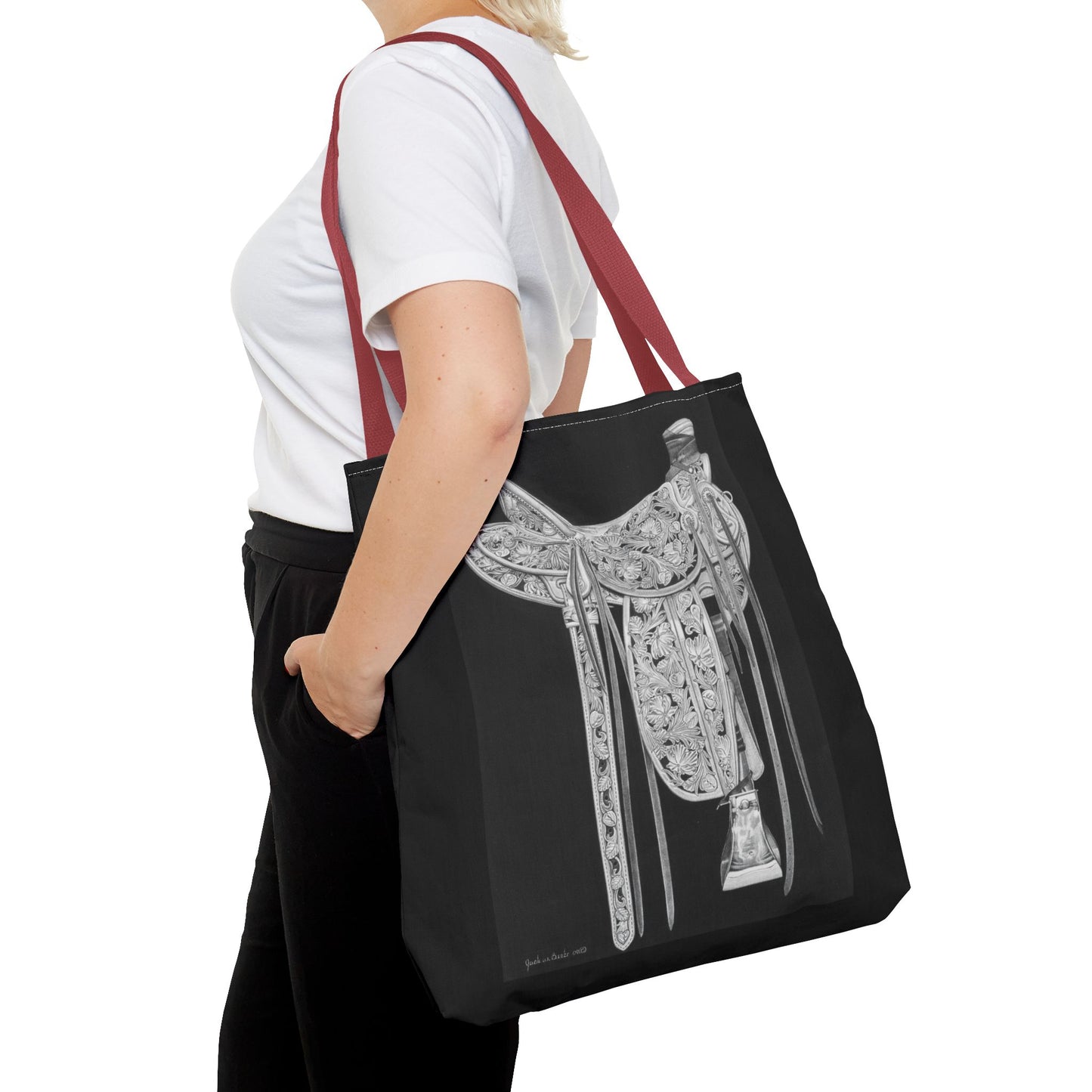 "New Saddle "  Western Style Shopping Tote, Equestrian Gift, Farmhouse Decor, Horse Lover Accessory