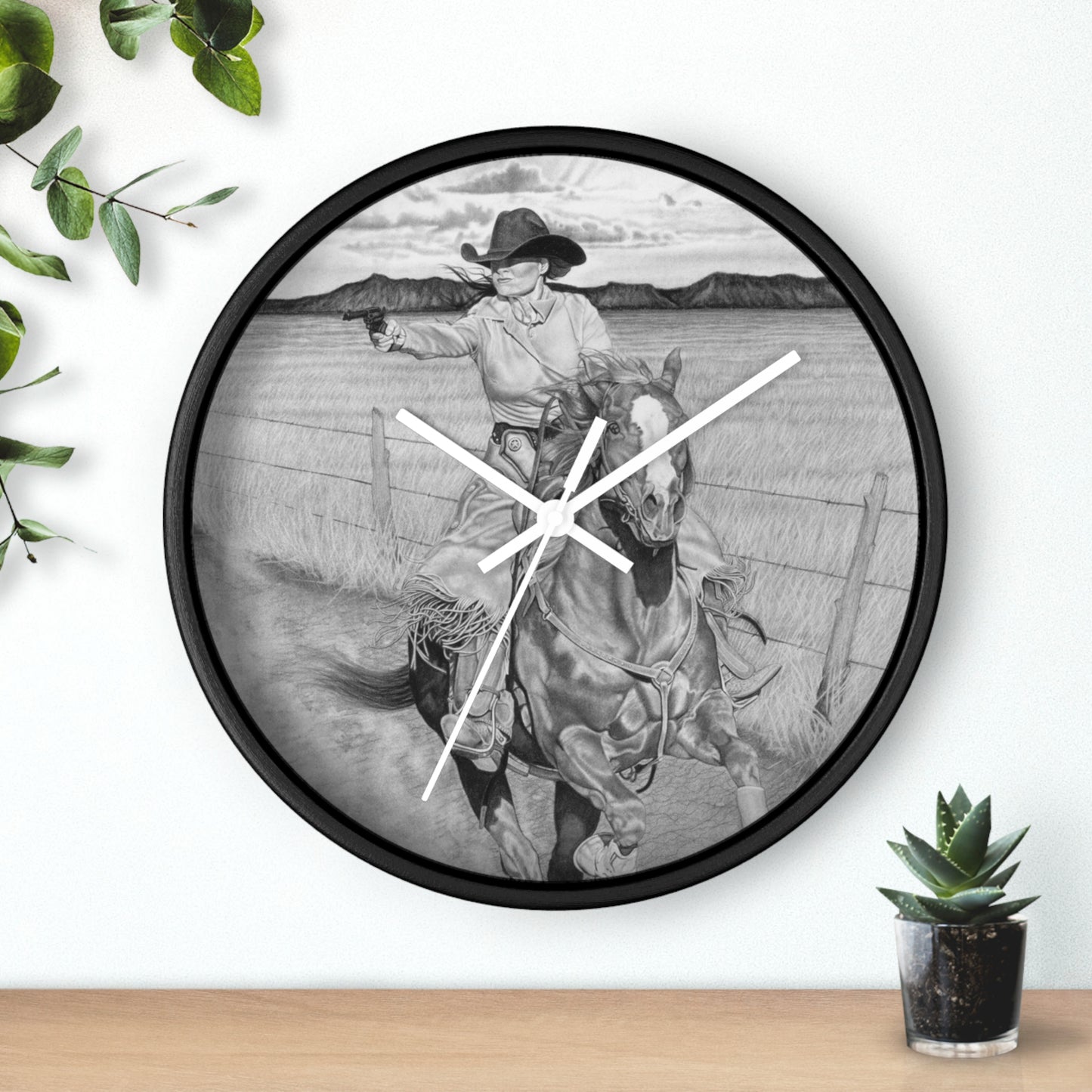 Wall Clock - Vintage Farmhouse Decor, Western Theme Timepiece, Country Home Accent, Horse Lover Gift, Unique Wall Art