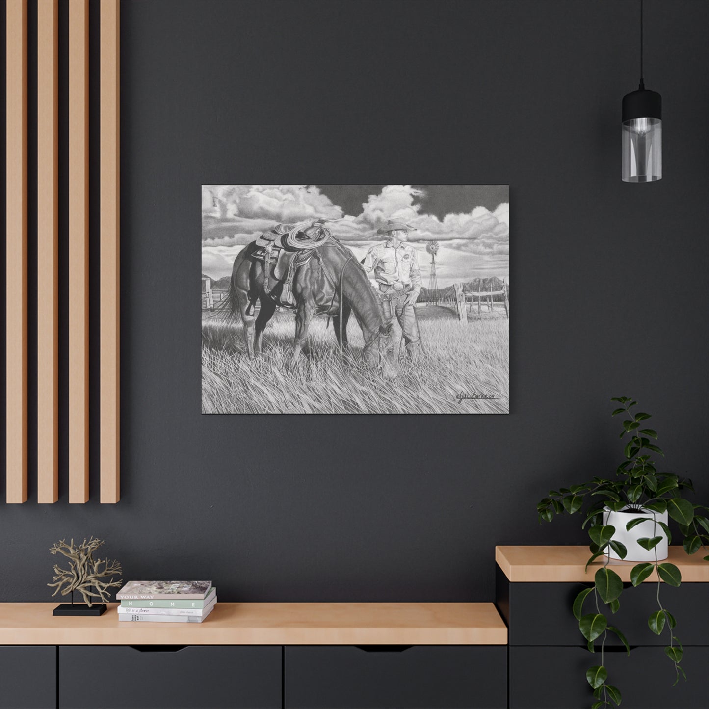 Young Cowboy Dream western art on canvas