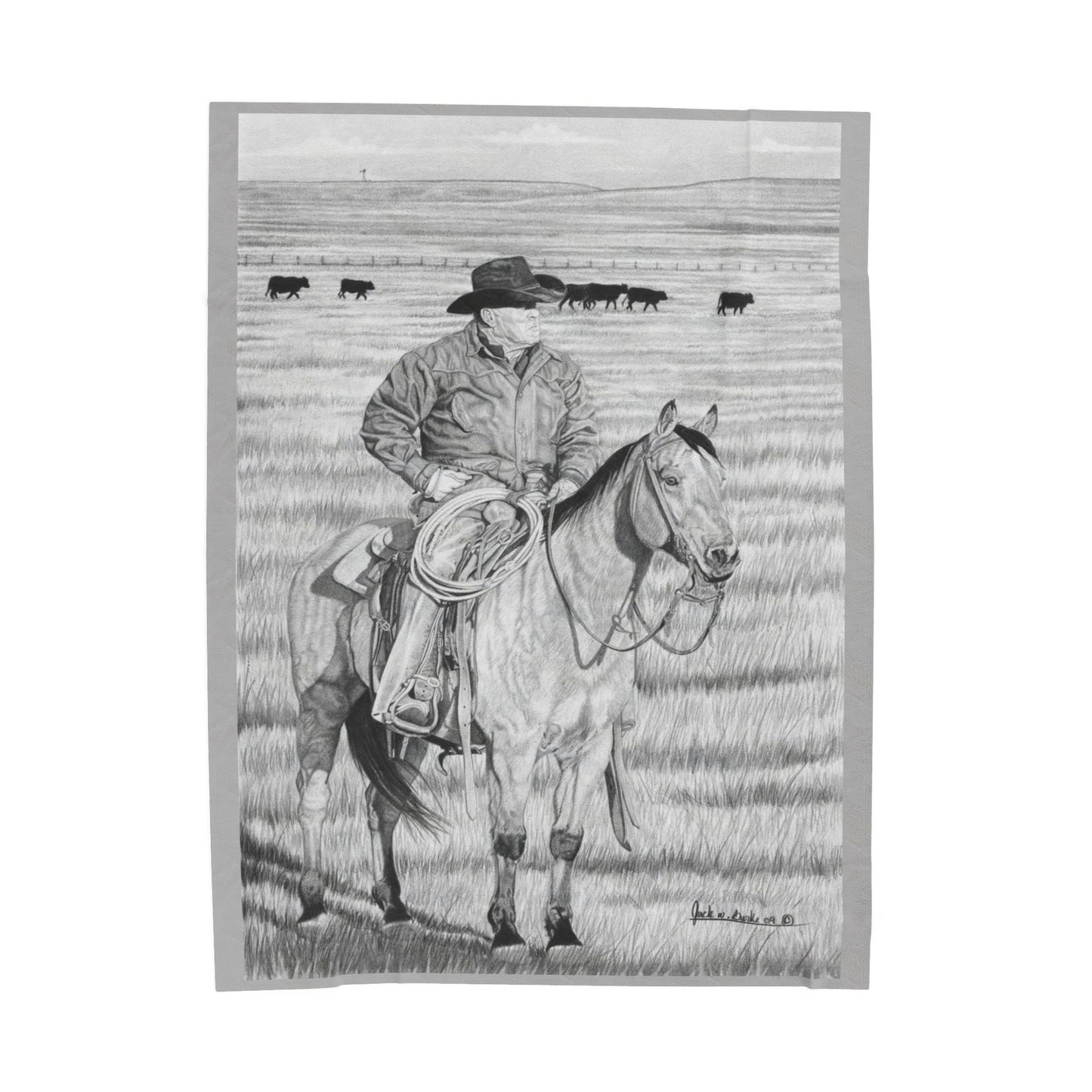 "The Passing Storm" Cozy Cowboy Velveteen Plush Blanket | Western Decor, Gift for Horse Lovers, Camping Blanket, Soft Throw, Farmhouse Style