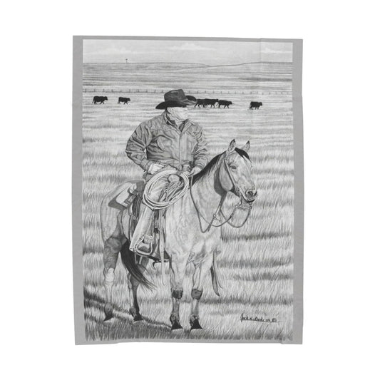"The Passing Storm" Cozy Cowboy Velveteen Plush Blanket | Western Decor, Gift for Horse Lovers, Camping Blanket, Soft Throw, Farmhouse Style