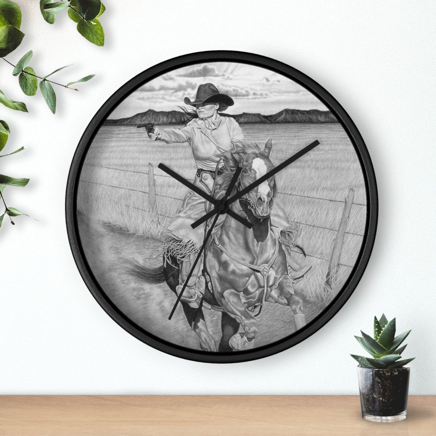 Wall Clock - Vintage Farmhouse Decor, Western Theme Timepiece, Country Home Accent, Horse Lover Gift, Unique Wall Art