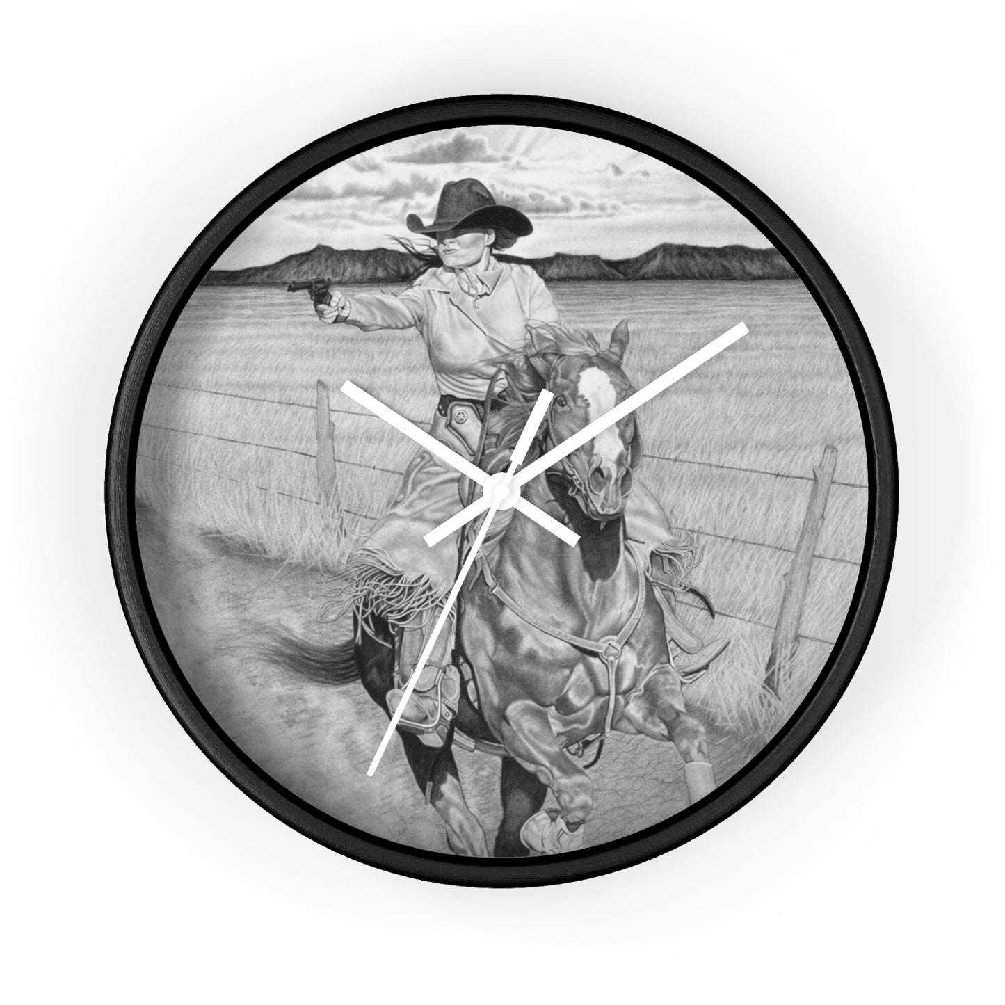 Wall Clock - Vintage Farmhouse Decor, Western Theme Timepiece, Country Home Accent, Horse Lover Gift, Unique Wall Art