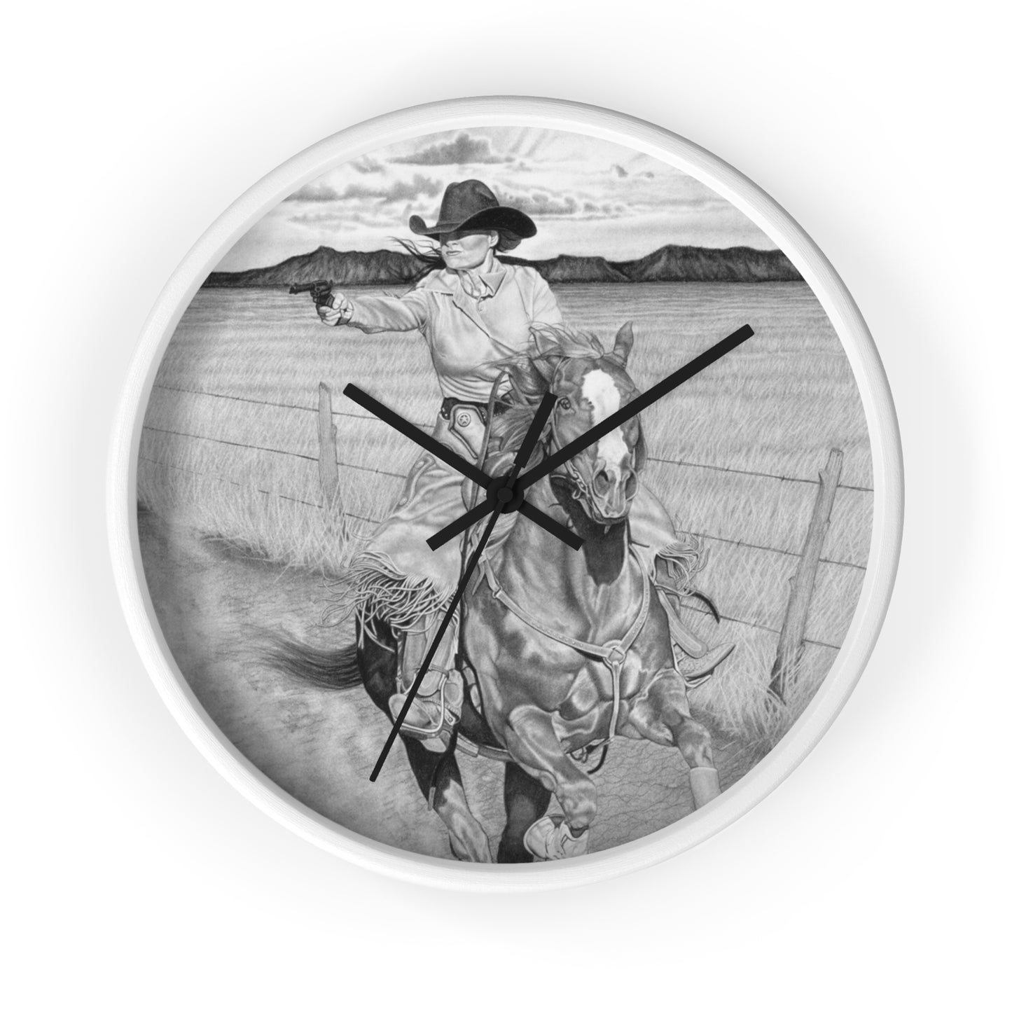 Wall Clock - Vintage Farmhouse Decor, Western Theme Timepiece, Country Home Accent, Horse Lover Gift, Unique Wall Art
