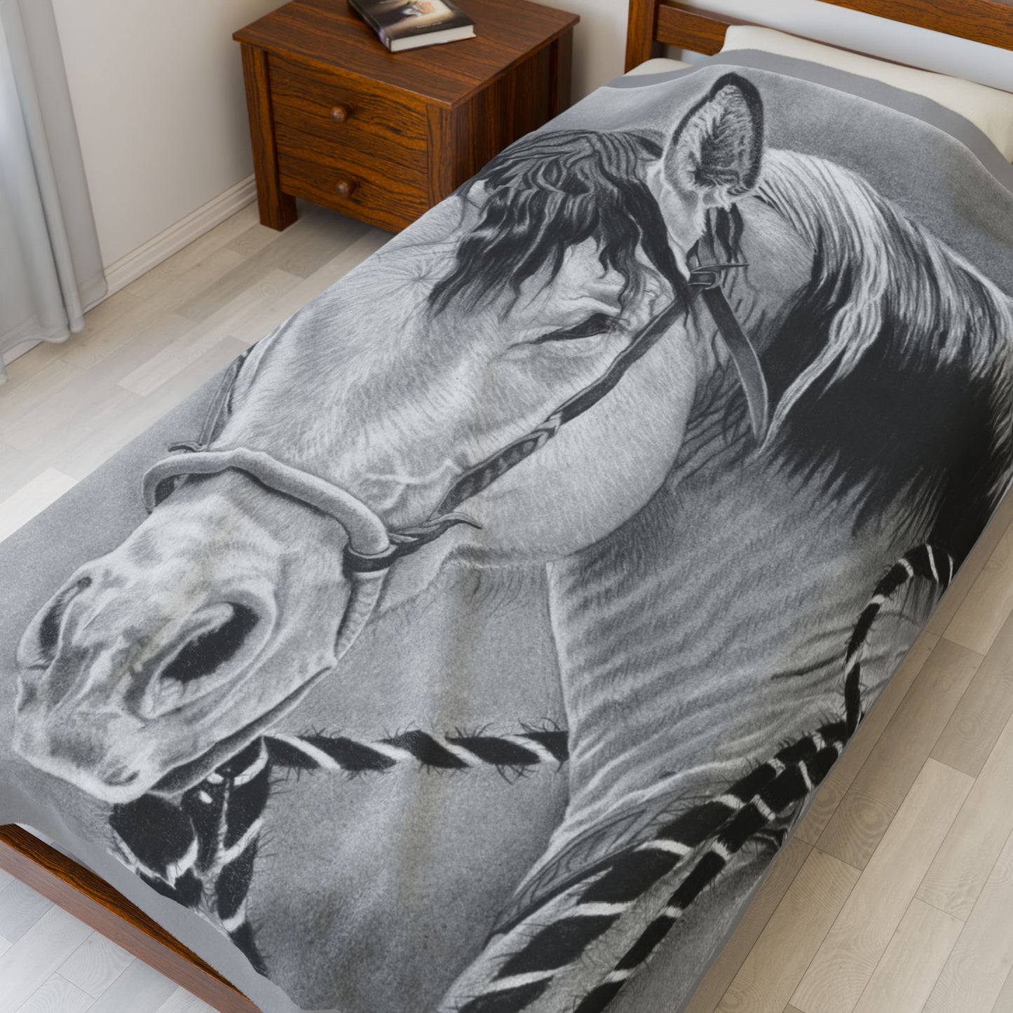 "Watcha Lookin At"  Cozy Cowboy Velveteen Plush Blanket | Western Decor, Gift for Horse Lovers, Camping Blanket, Soft Throw, Farmhouse Style