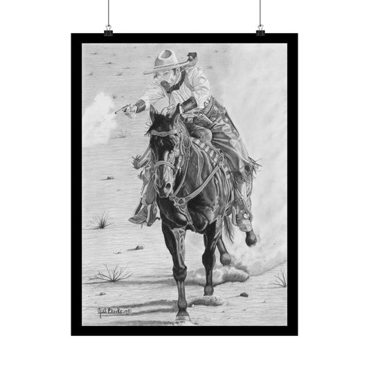 "Wild  Bill Rides Again" Cowboy Themed Wall Art Print, Western Decor, Matte Vertical Poster, Rustic Home Decor, Gift for Ranch Lovers, Cowboy Art