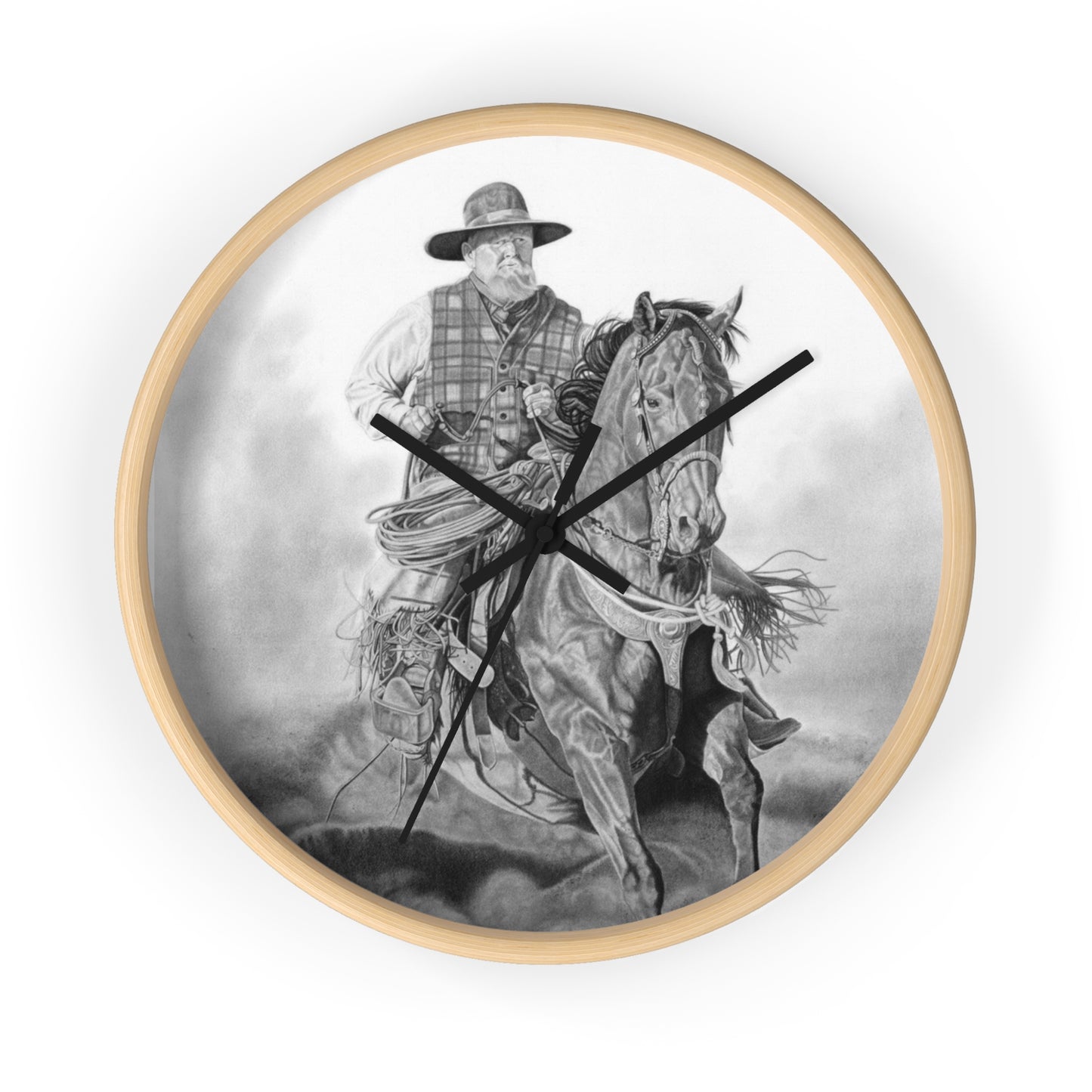 Wall Clock - Vintage Farmhouse Decor, Western Theme Timepiece, Country Home Accent, Horse Lover Gift, Unique Wall Art