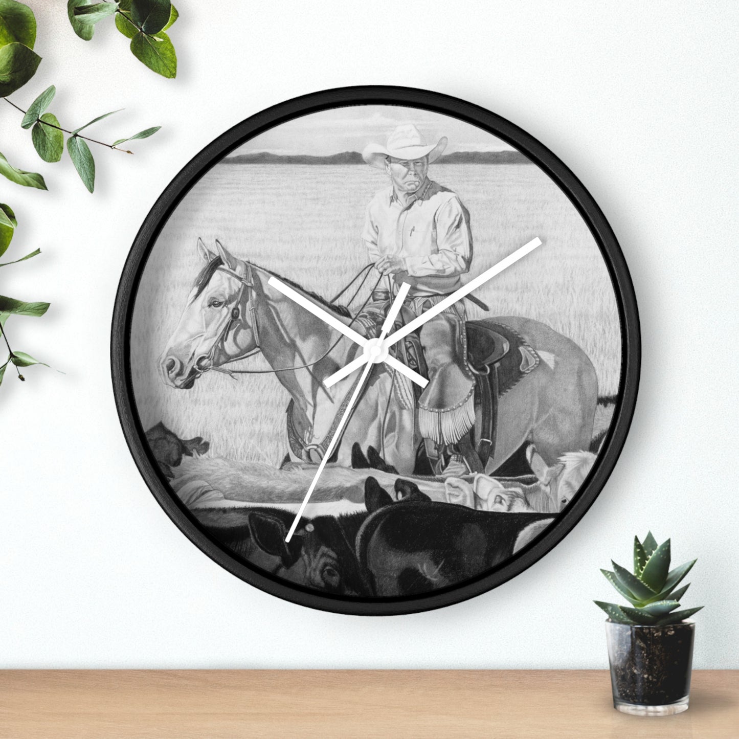 Wall Clock - Vintage Farmhouse Decor, Western Theme Timepiece, Country Home Accent, Horse Lover Gift, Unique Wall Art