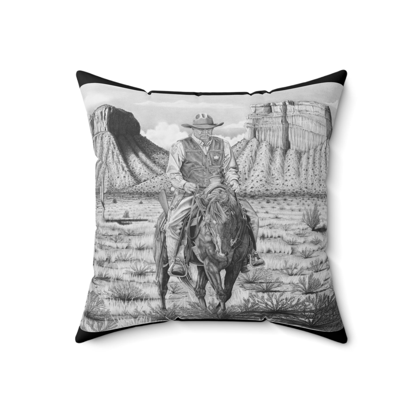 "On the Outlaw Trail"  Western Art Square Pillow