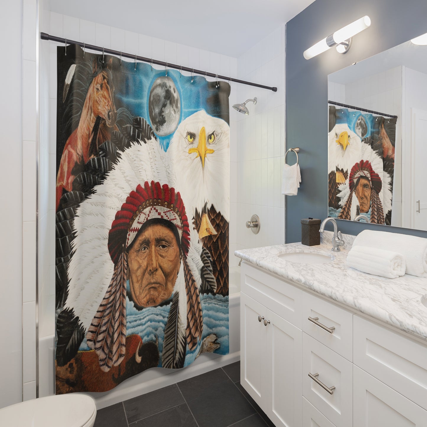 Shower Curtain Native American, western style, farmhouse Bathroom Decor
