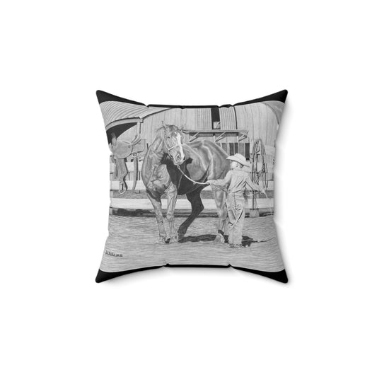 "Tall Task for a little Cowboy" Western Art Pillow