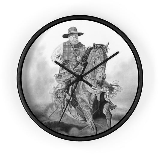 Trouble Uo Ahead Cowboy Wall Clock - Vintage Farmhouse Decor, Western Theme Timepiece, Country Home Accent, Horse Lover Gift, Unique Wall Art