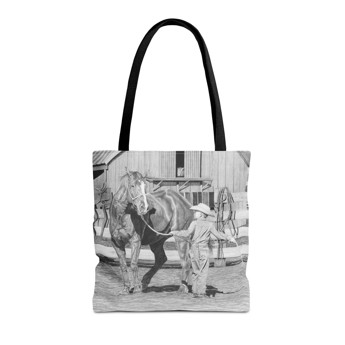 "Tall Task for a Little  Cowboy"  Tote Bag, Western Style Shopping Tote, Equestrian Gift, Farmhouse Decor, Horse Lover Accessory