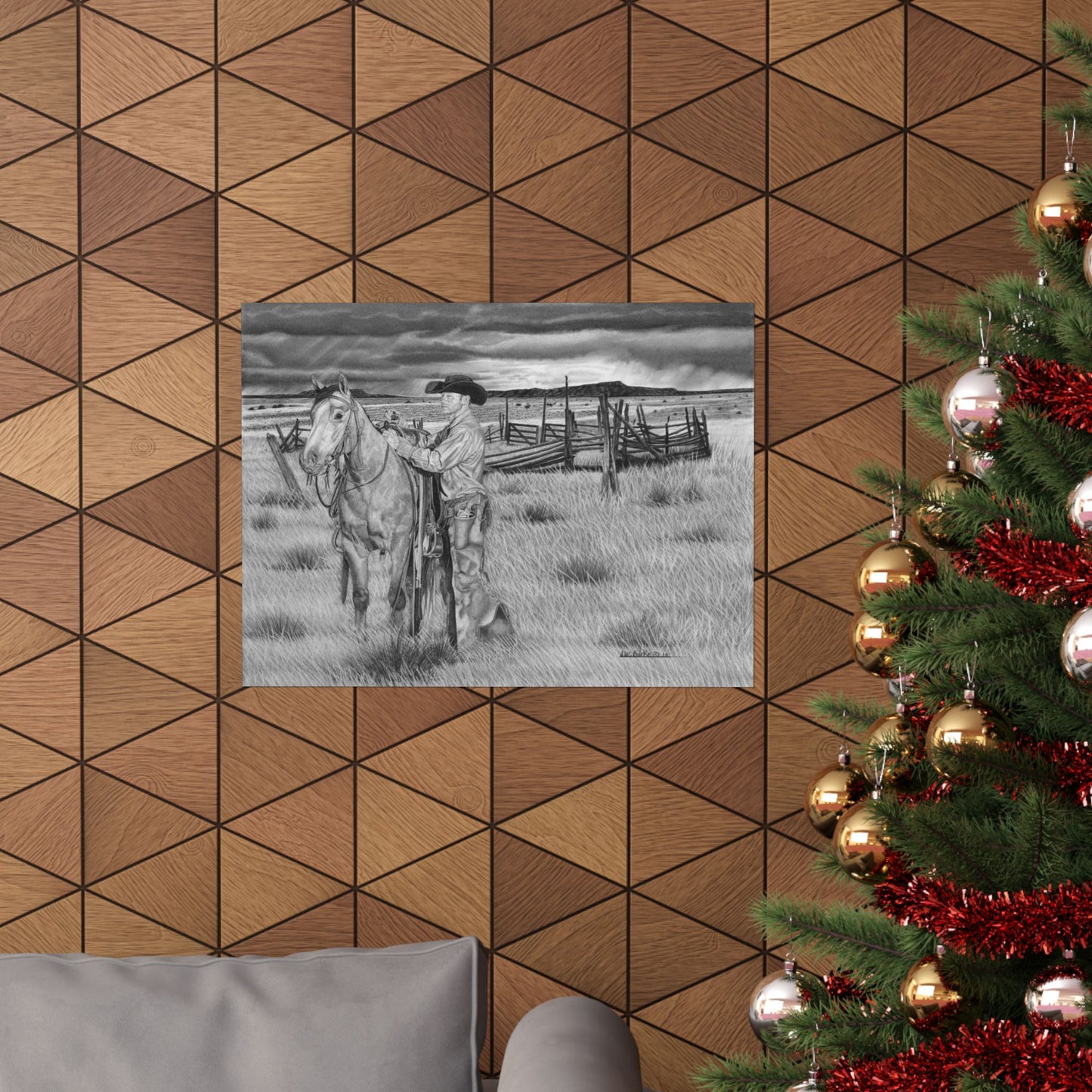 "The Coming Storm" Rustic Cowboy Art Print | Western Decor | Framed Wall Art, Matte Horizontal Posters, Country Home, Gift for Horse Lovers