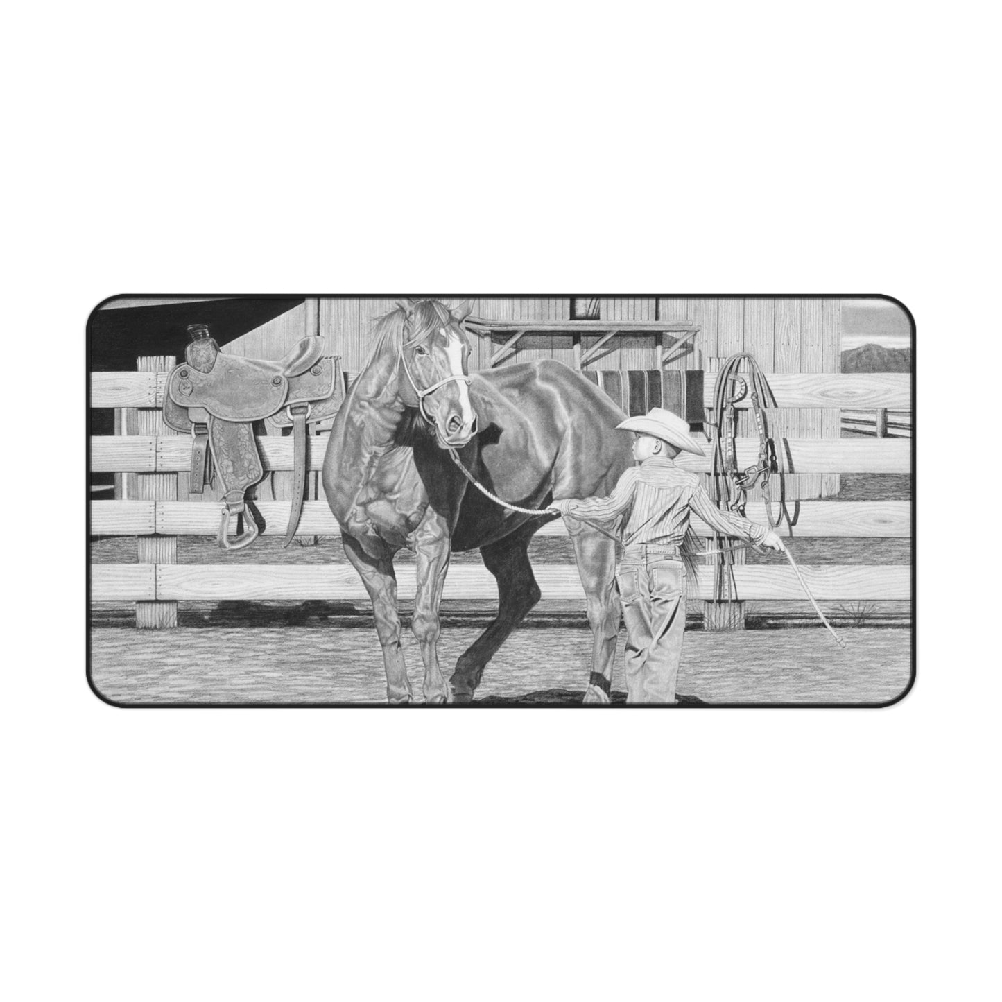 Desk Mat - Western Decor, Cowboy Office Accessory, Horse Lovers Gift, Stylish Computer Mat, Rustic Home Office