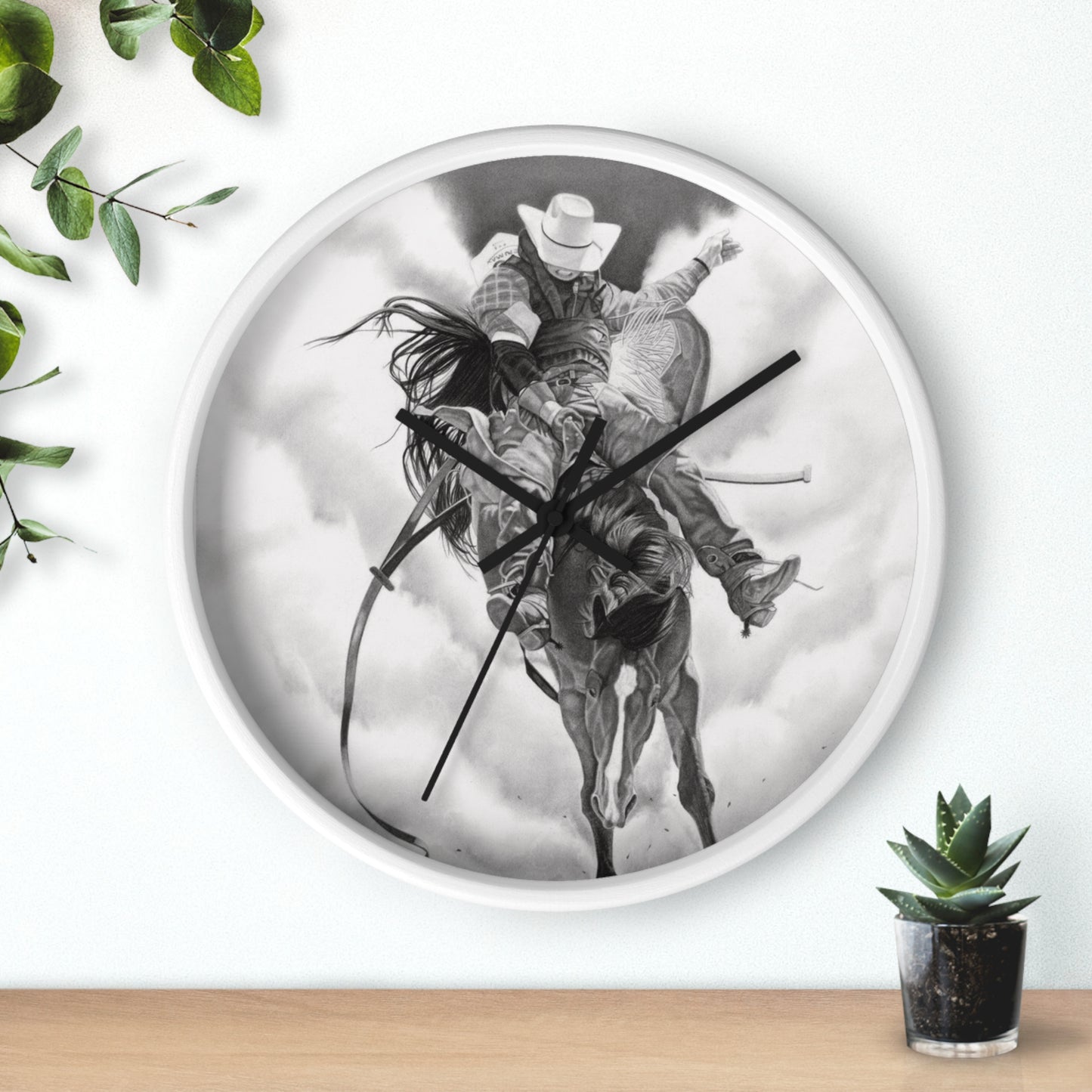 Wall Clock Vintage Farmhouse Decor, Western Theme Timepiece, Country Home Accent, Horse Lover Gift, Unique Wall Art