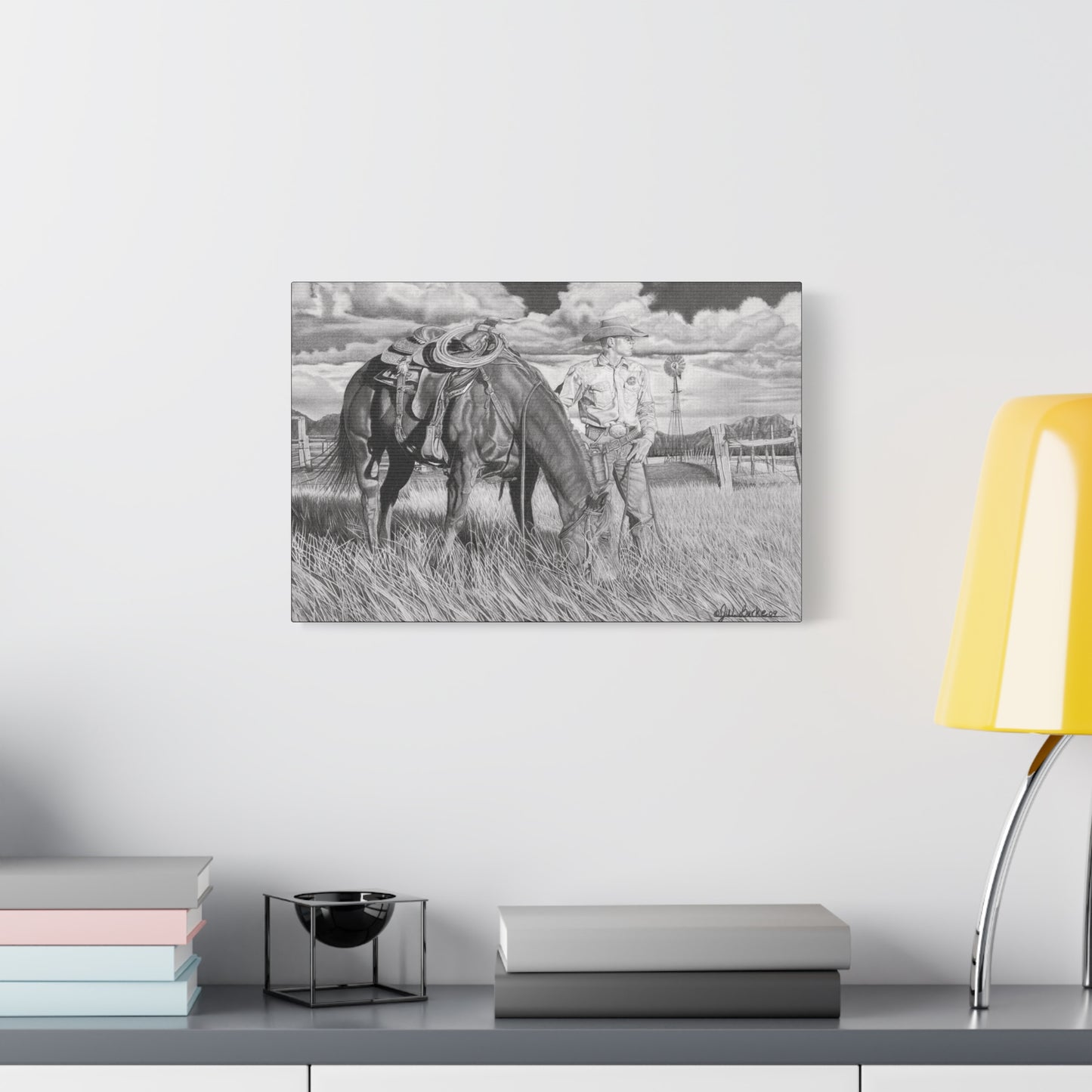 Young Cowboy Dream western art on canvas