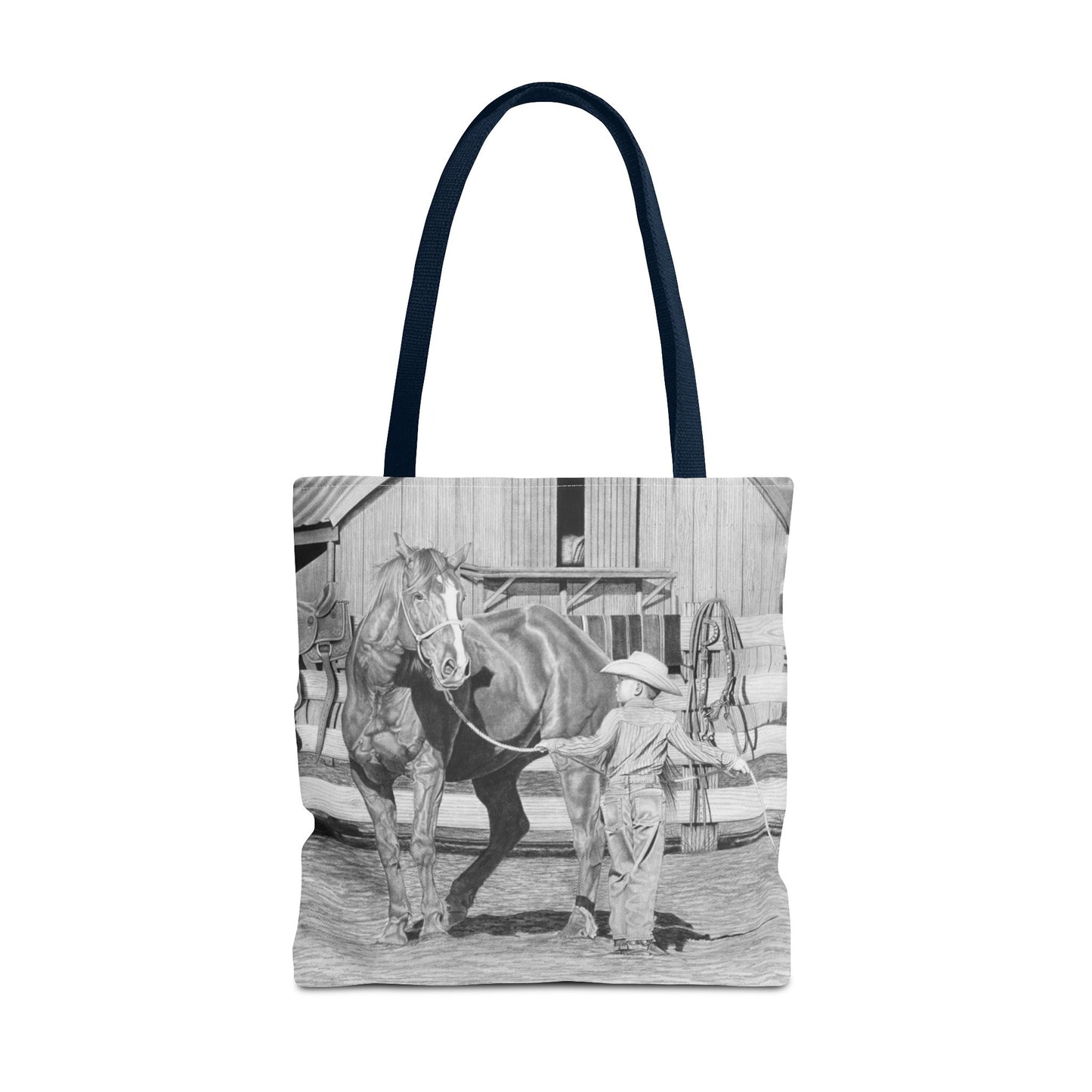 "Tall Task for a Little  Cowboy"  Tote Bag, Western Style Shopping Tote, Equestrian Gift, Farmhouse Decor, Horse Lover Accessory