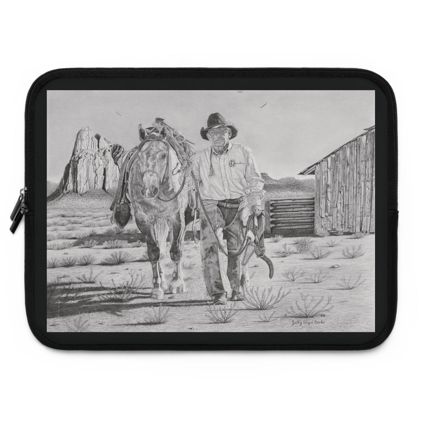 "On The Trail of Oulat" Rustic Cowboy Laptop Sleeve, Western Cowpoke Case, Unique Gift for Ranch Lovers, Rodeo Accessories, Durable Tech Cover