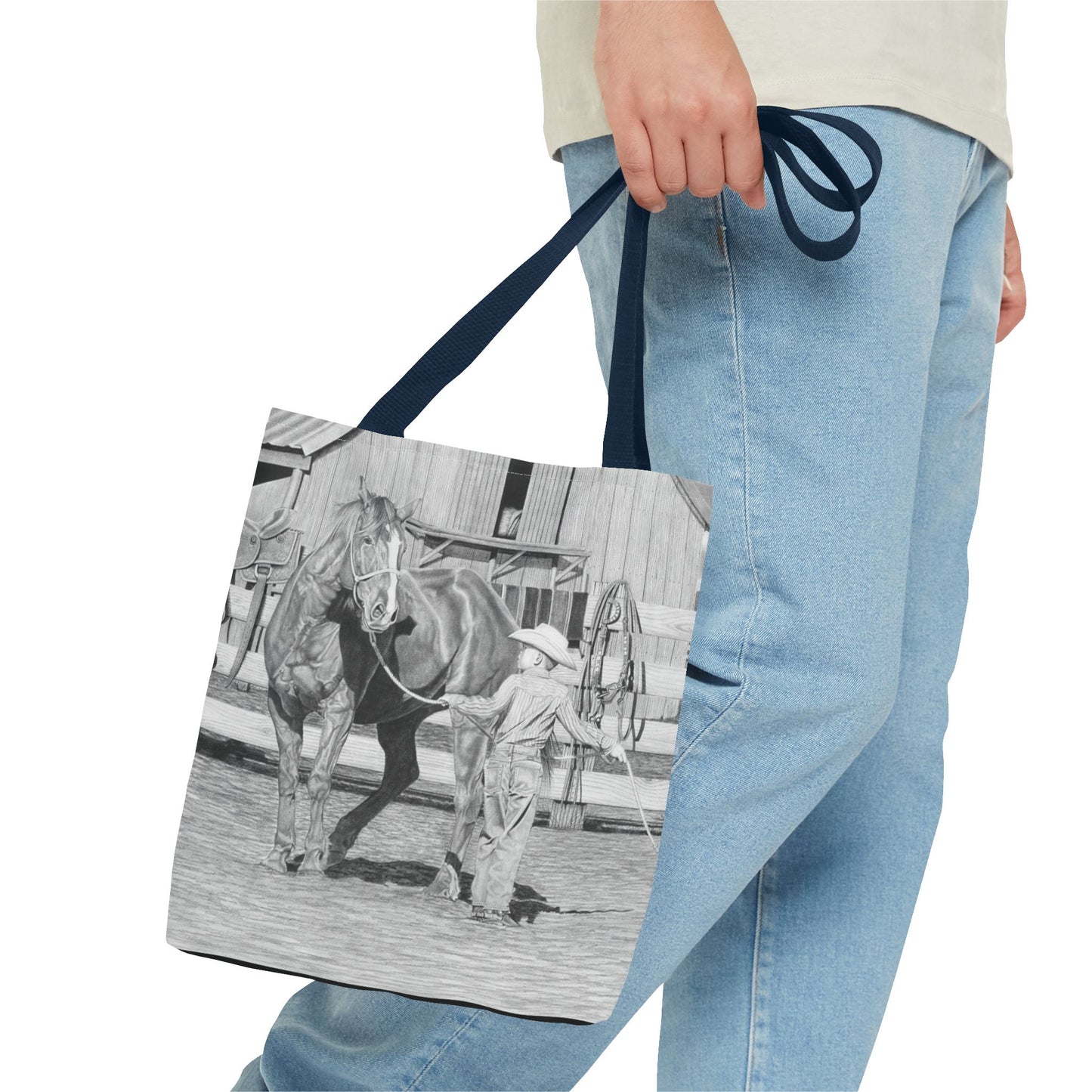"Tall Task for a Little  Cowboy"  Tote Bag, Western Style Shopping Tote, Equestrian Gift, Farmhouse Decor, Horse Lover Accessory